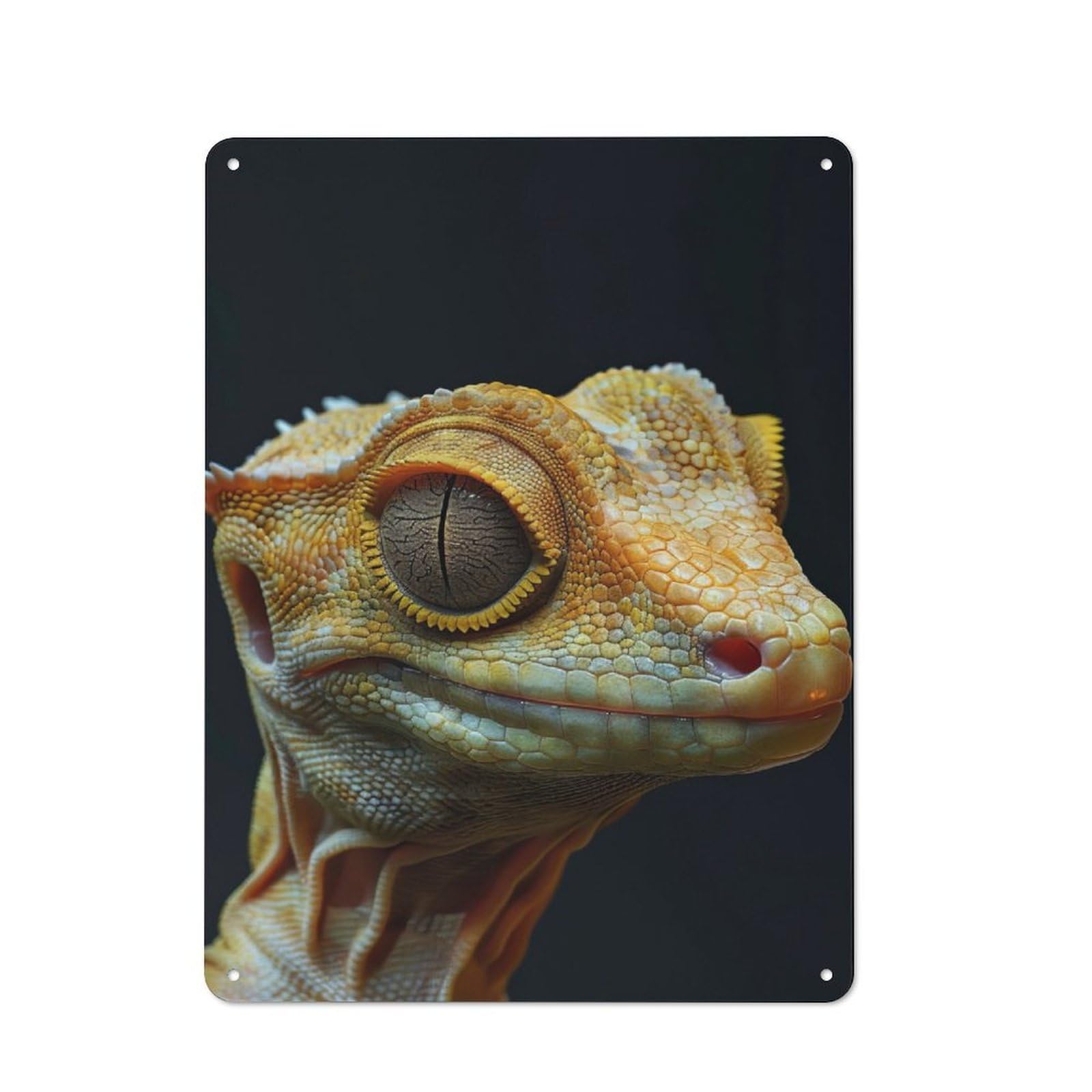 Junmoney Crested Gecko Rustic Vintage Metal Sign 40X30cm Featuring Home Bar Decor For Cafe, Pub, Workshop Or Home Bar