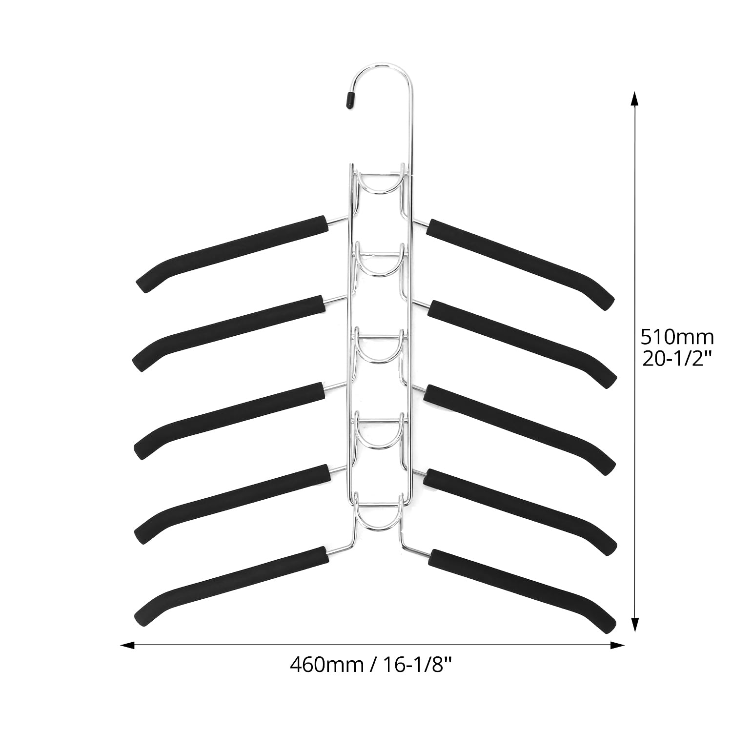 QWORK Kleiderbügel, platzsparend, strapazierfähig, 5-in-1, mehrschichtige Metall-Kleiderbügel mit rutschfestem Schaumstoff, für T-Shirts, Blusen, Mäntel, Anzüge, Pullover, T-Shirts, 4 Stück