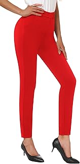 Pantalones de trabajo elásticos cómodos y ajustados de cintura alta para mujer con bolsillos