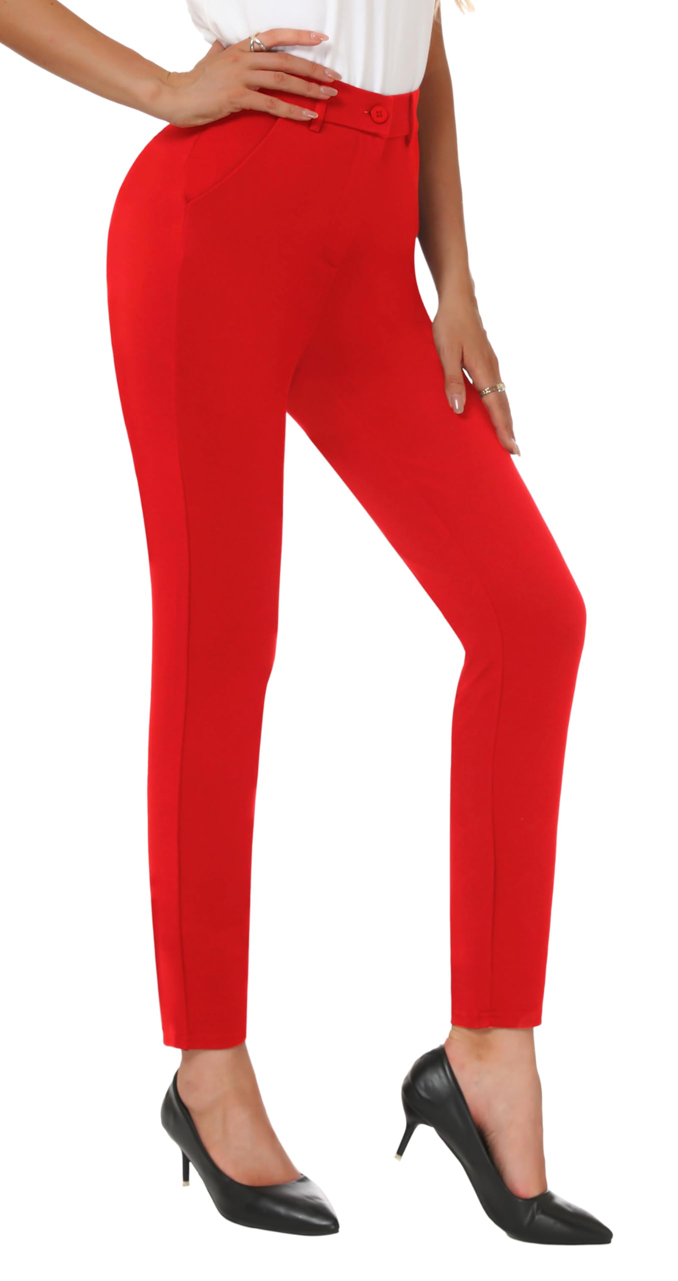 iChosy Womens High Waist Skinny Comfy Stretchy Work Pants with Pockets