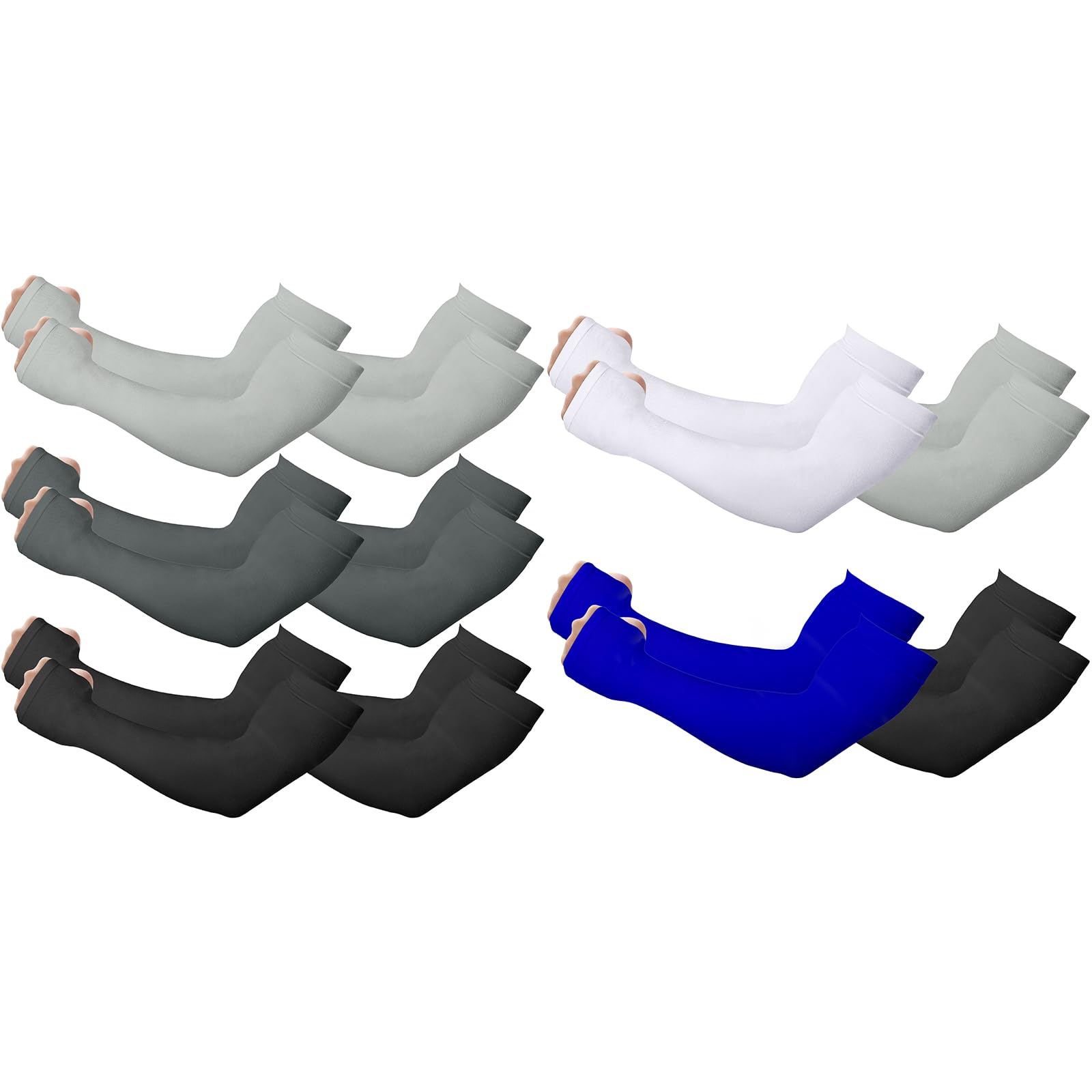 Arm Sleeves for Men Women 4 Pairs Multicolor and 6 Pairs Multicolor, UPF 50 Cooling Compression Sleeves to Cover Arms, UV Sun Protection Arm Sleeves for Outdoors Golf Football Baseball Basketball