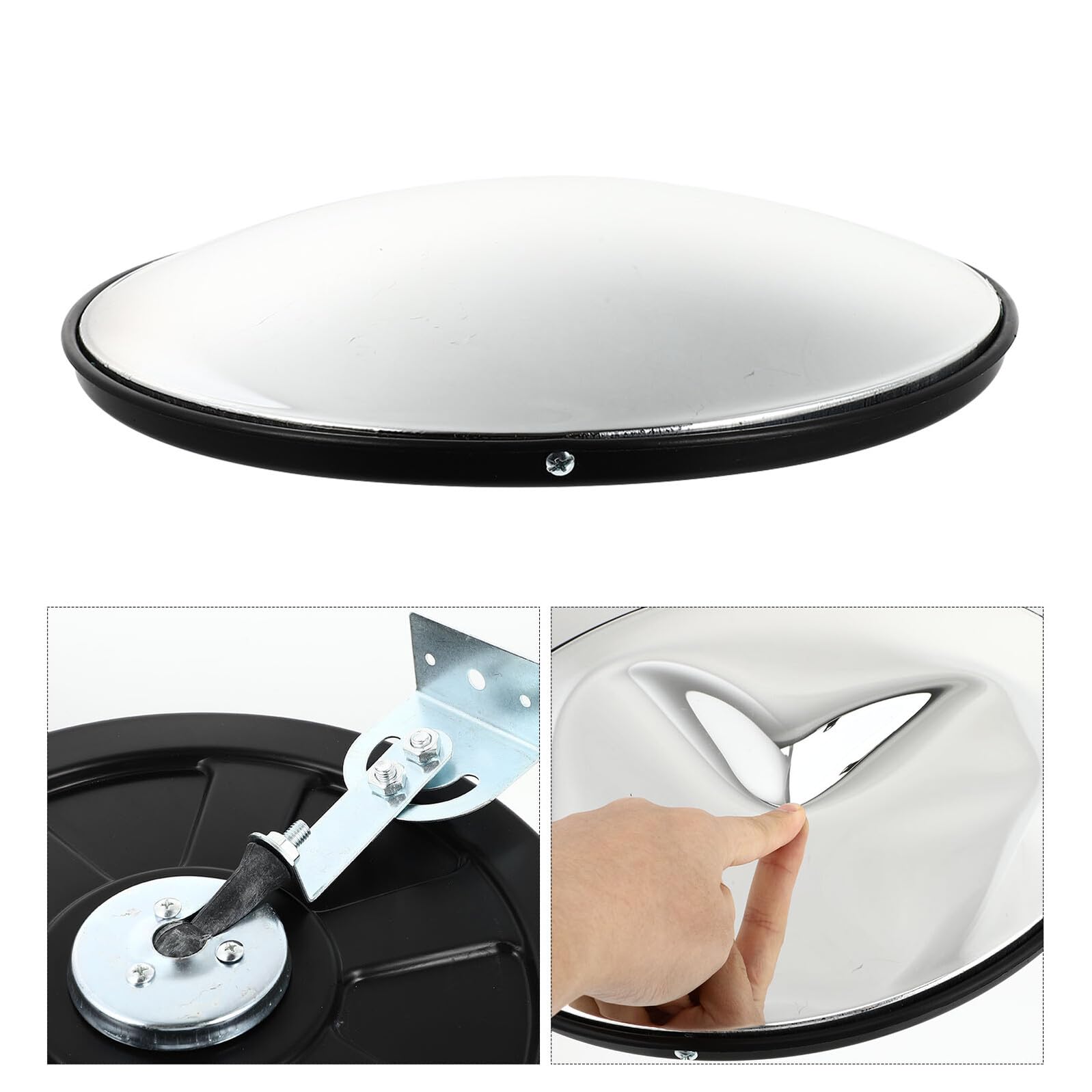FOMIYES Miroir Convexe de 30 CM Noir en PP et PC Rétroviseur D’Angle Mort pour Sécurité Circulation Miroir de Signalisation Routière pour Garages Parkings et Supermarchés