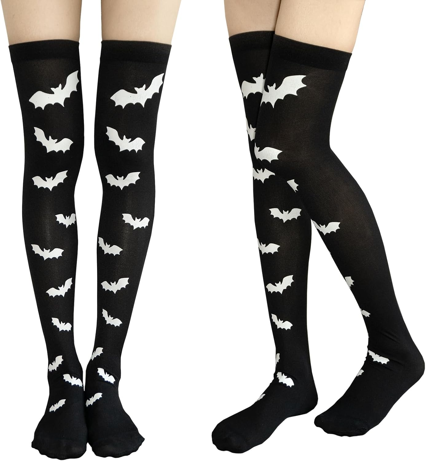 2 Pairs Thigh High Stockings, Knee High Socks for Women Girls