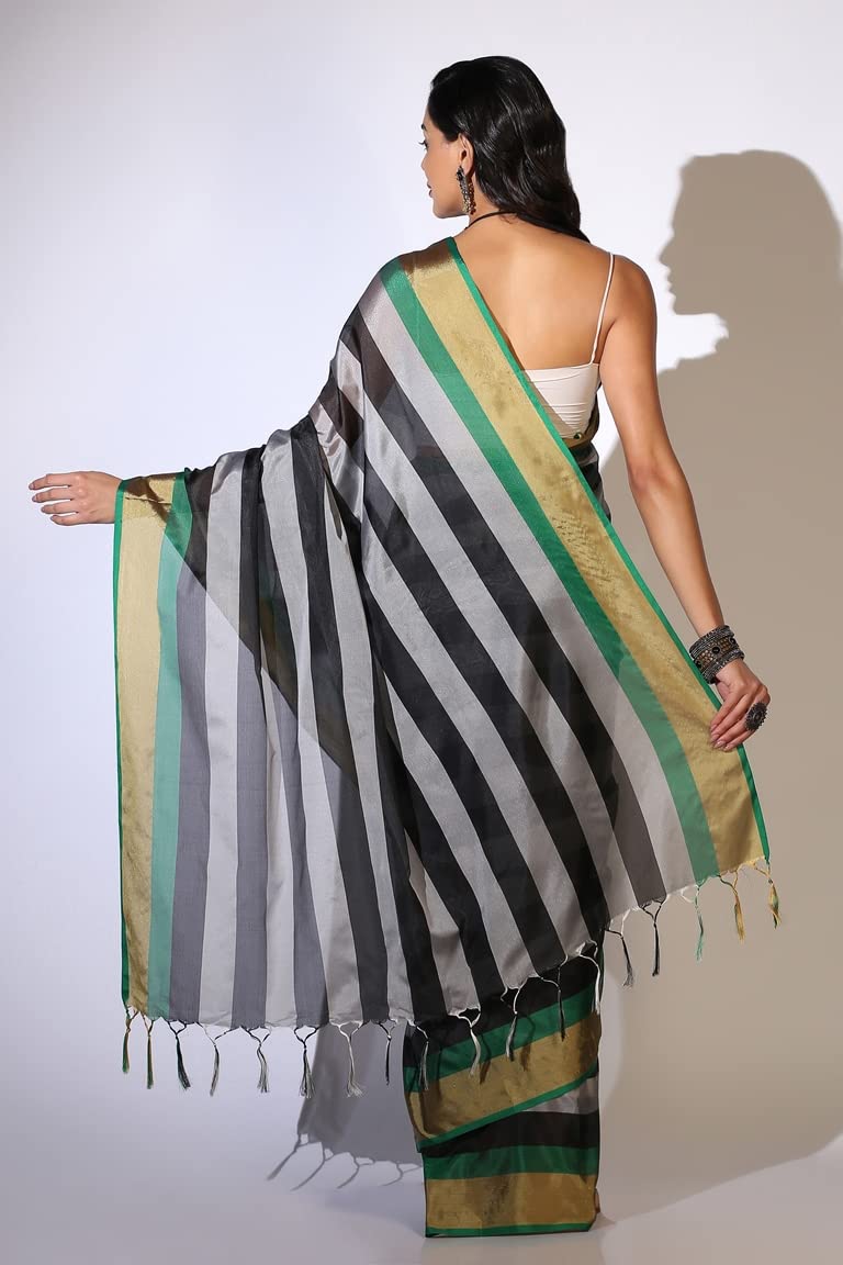 Dhruvi Trendz Women's Cotton Silk Saree Dt-S2238 (Dt-S2238_Silver)