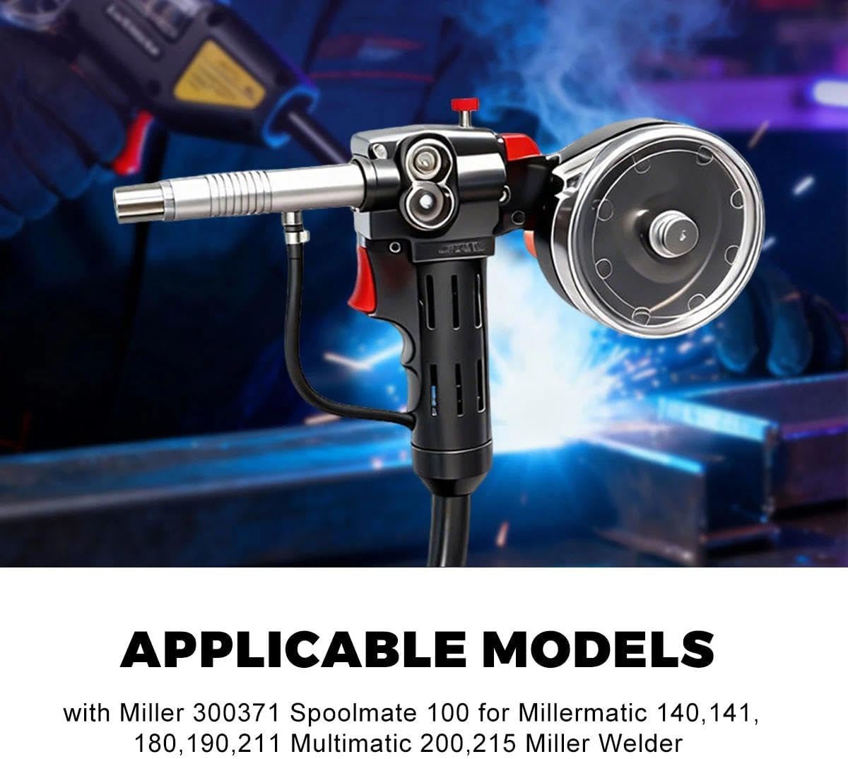 150A Aluminum Spool Gun, 10FT Cable DC24V Replacement Compatible with Miller 300371 Spoolmate 100 for Millermatic 140,141,180,190,211 Multimatic 200,215 Miller Welder