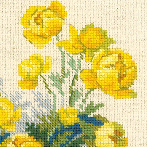 Image of RIOLIS - Globe Flower 1515, Floral Cross Stitch Kits 7.75 inchX7.75 inch, Cross Stitch Kits for Beginners & Advanced, Crossstitching Kit Adult, Embroidery Counted Stitching Kit