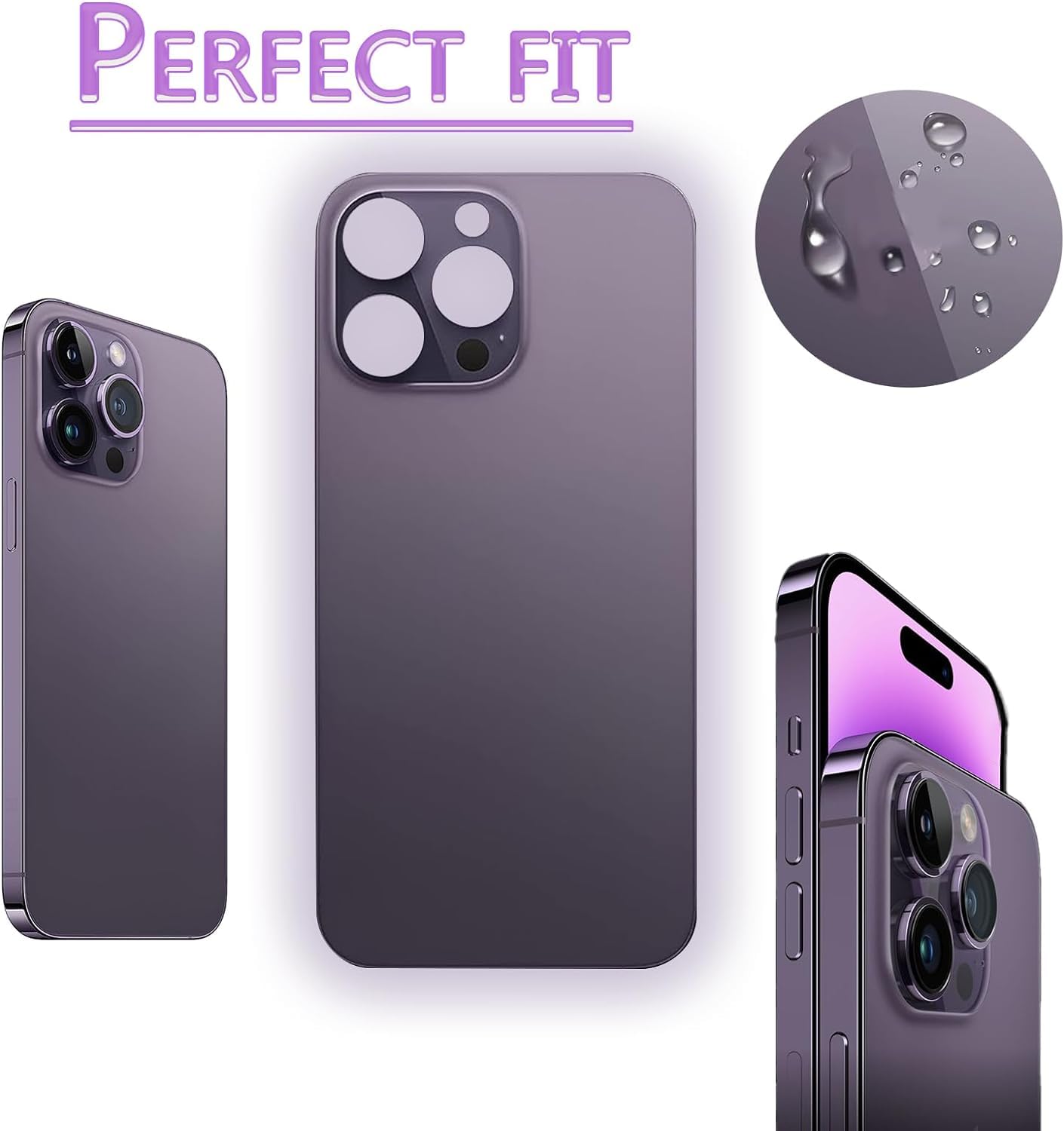 14 Pro Max Verre arrière de Rechange pour iPhone 14 Pro Max 6,7" avec kit d'outils Repar(Violet foncé)