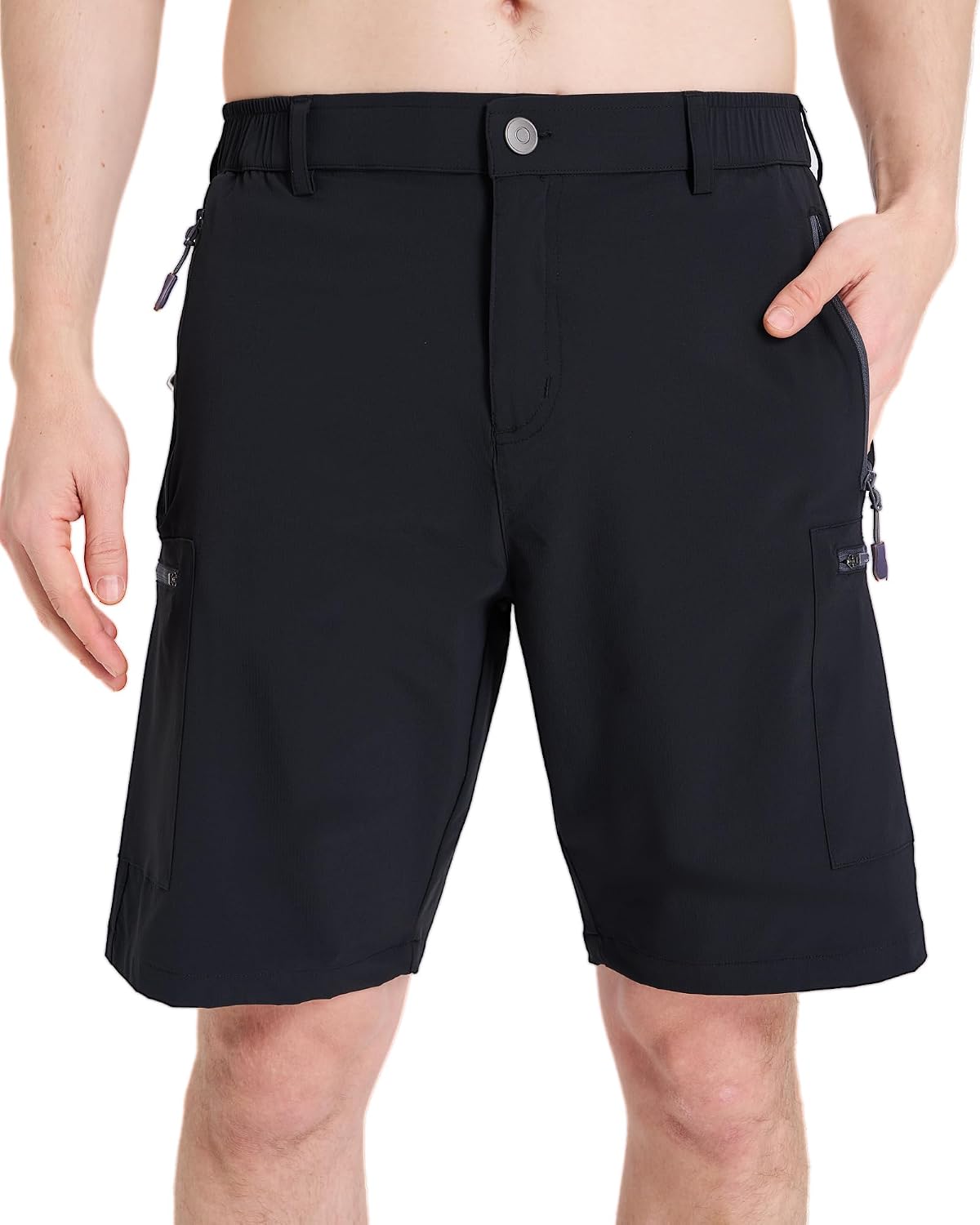 Men's 10 Inch Hiking Shorts with 5 Zipper Pockets Lightweight Quick Dry Chino Casual Work Golf Athletic Summer