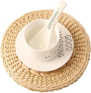 AOOPOO Tovagliette Intrecciate in Paglia, Tappetino Corn Husk Fiber da Cucina Antiscivolo e Resistenti al Calore,Diametro 20 cm