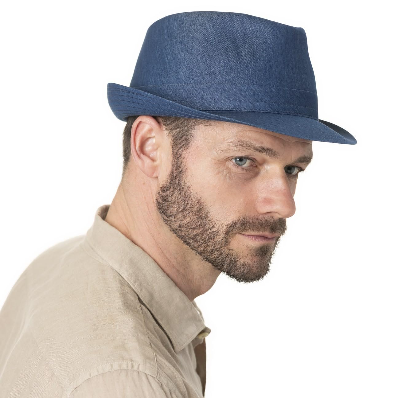 LIERYS Payato Jeans Denim Trilby Fedora Cappello 100% Cotone Prodotto in Italia Donna Uomo