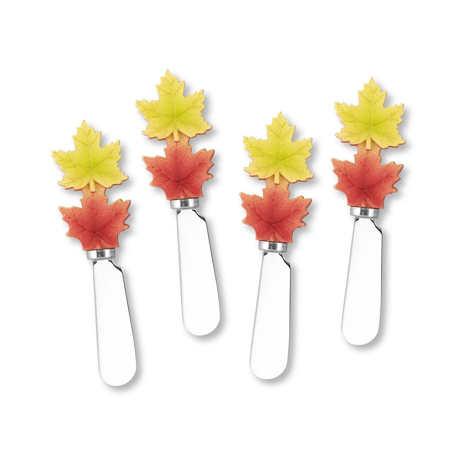 Supreme Housewares Maple Leaves Cheese Spreaders, Hand-Painted Resin Handles with Stainless Steel Blades for Spreading Cream Cheese, Butter, Jam, or Sandwich, Set of 4