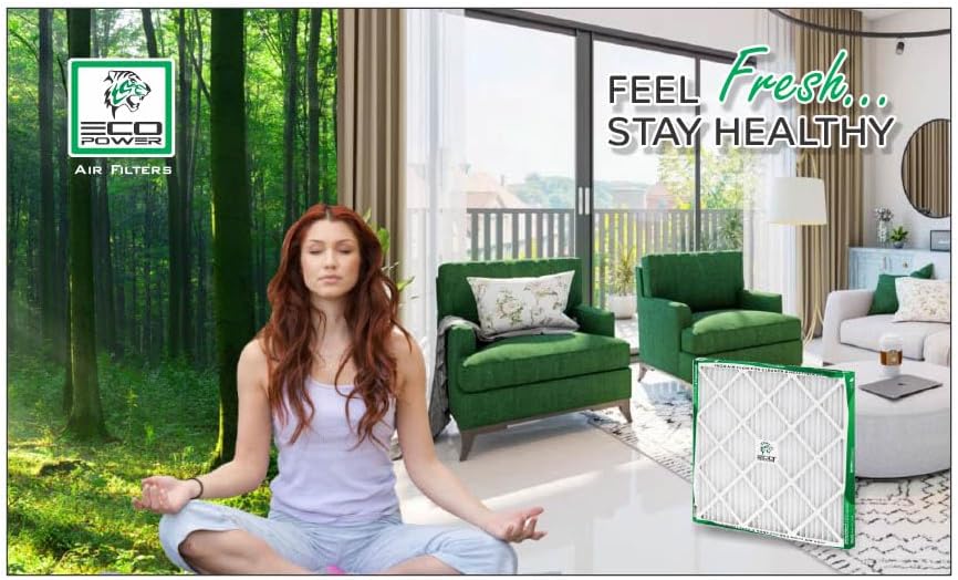 16x25x1 ECO POWER Air Filter MERV 10 (4-Pack), Pleated HVAC AC Furnace Air Filters Replacement, Comparable to MPR 1000 & FPR 7 (Actual Size: 15.6 x 24.6 x 0.75 Inches), SB2481