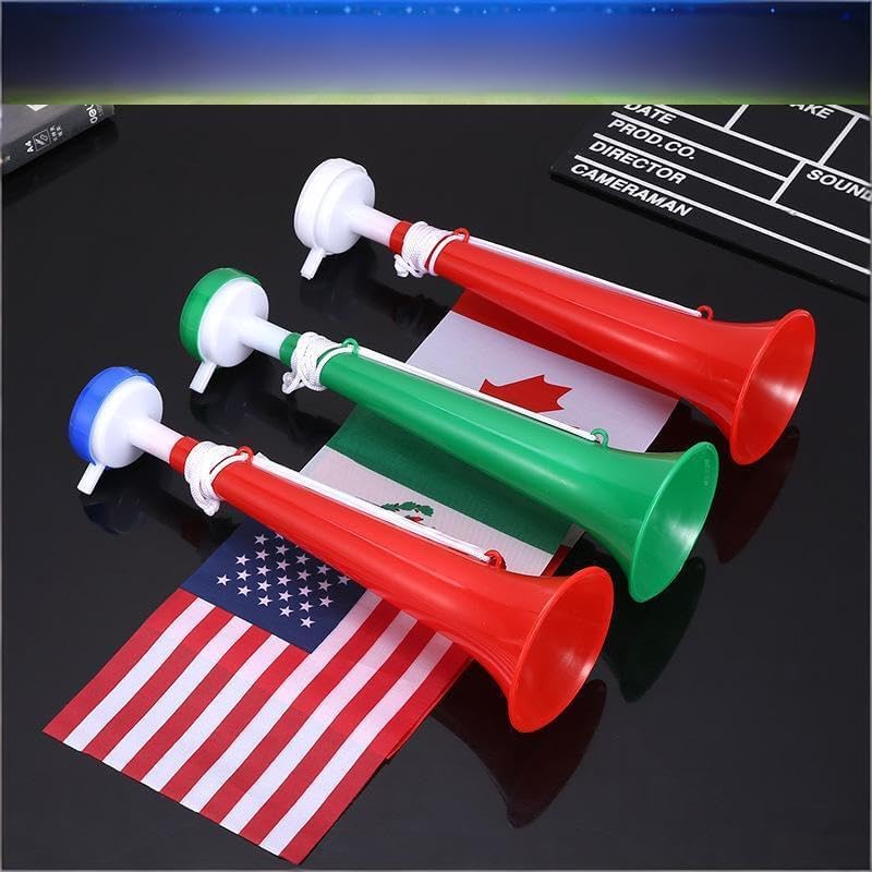 Custom Country Flag Cheering Horn | 120dB Loud Soccer Vuvuzela | Essential for World Cup, UEFA, Fan Parties | Portable Handheld Stadium Horn (USA)