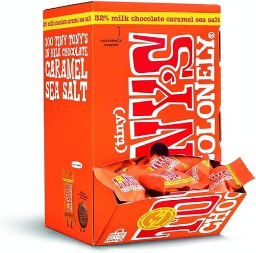 Tony's Chocolonely Bocados de sal marina con caramelo y chocolate con leche, 32 % envueltos individualmente, chocolate con sal marina de caramelo,