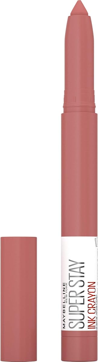 New York Maybelline Super Stay Ink Crayon Matte Lápiz labial de larga duración, Achieve It All, 0.04 onzas, 155 Achieve It All, 0.04 onzas (paquete de 2)