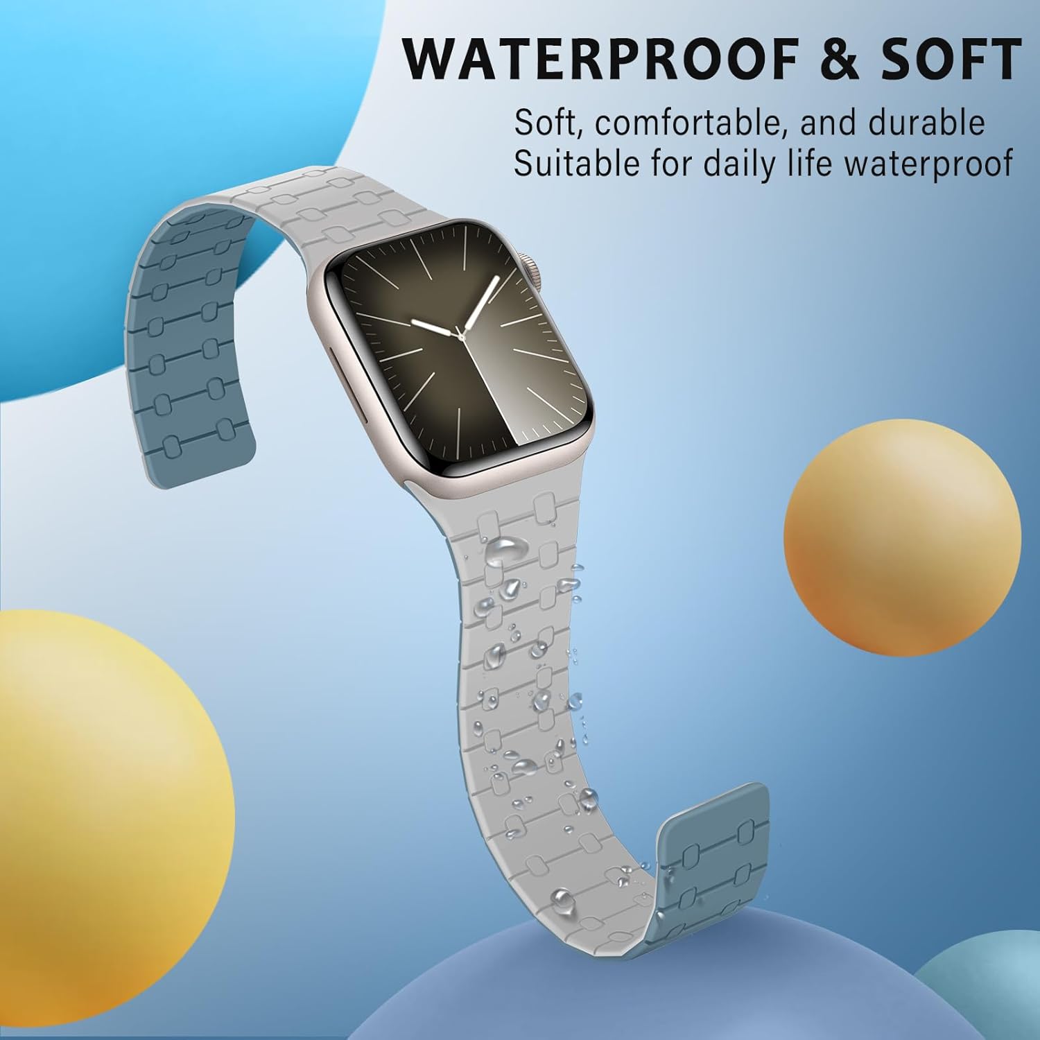 Compatible with Apple Watch Band 49mm 46mm 45mm 44mm 42mm 41mm 40mm 38mm, Silicone Magnetic Adjustable Loop Strap for iWatch Ultra 3/2/1 SE3 Series 11 10 9 8 7 6-1 (42/41/40/38, Gray Blue) - Image 5