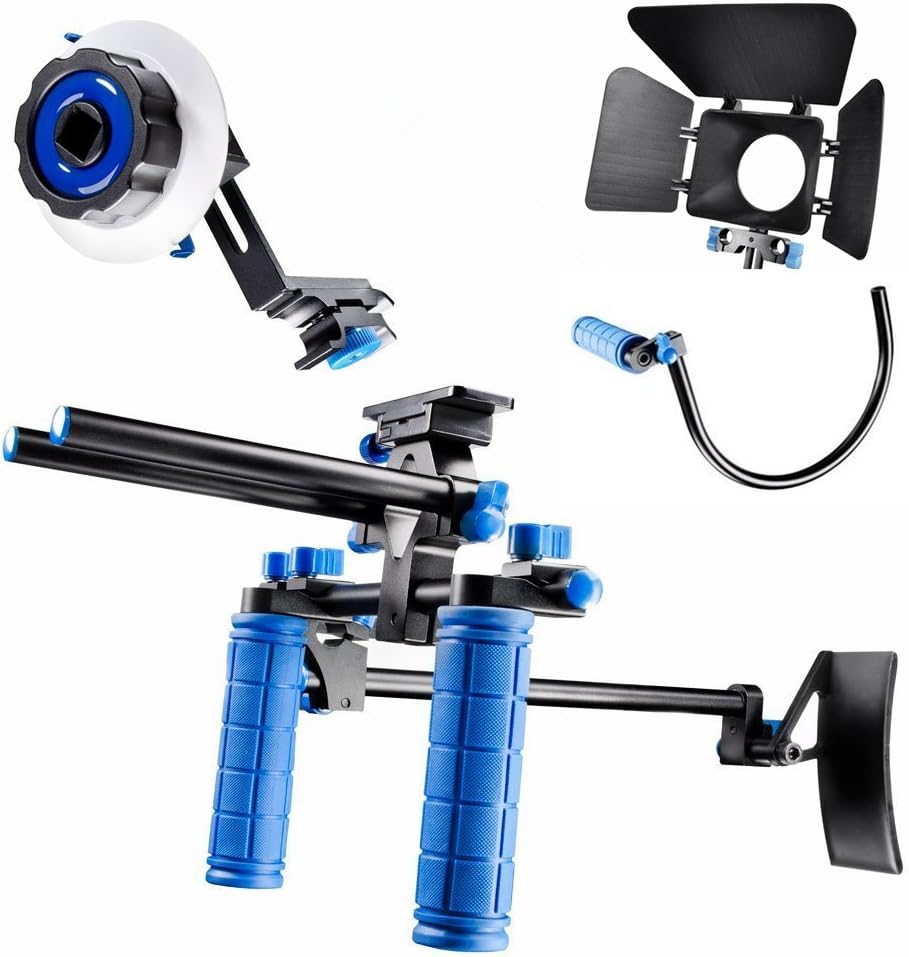 Morros DSLR Rig Movie Kit Shoulder Mount Rig with Follow Focus and Matte Box and Top Handle for All DSLR Cameras and Video Camcorders