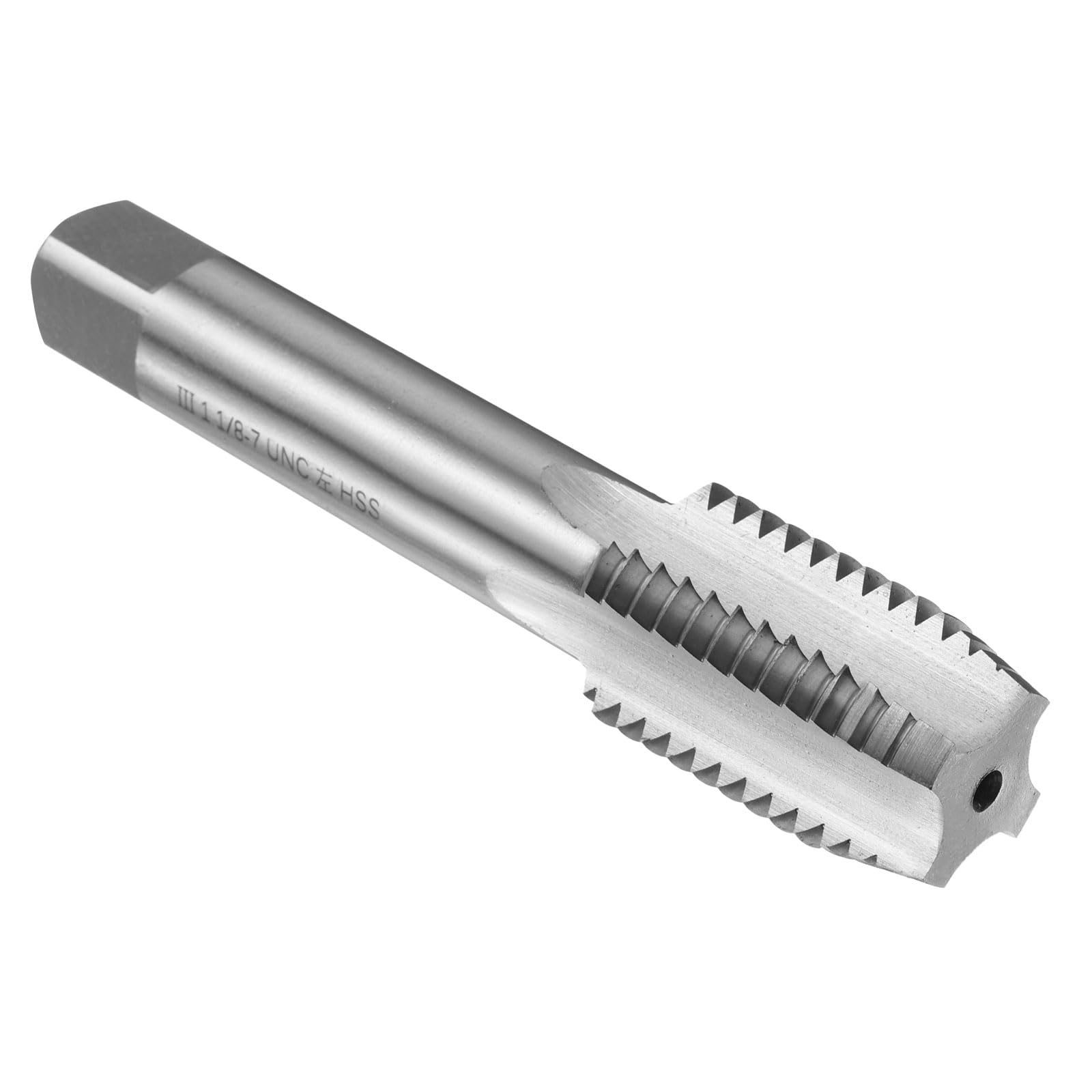 sourcing map Hand Bottom Tap 1-1/8"-7 UNC 2B Left Hand Thread Bottoming Style Threading Taps High Speed Steel HSS6542 Straight Flutes Screw Tapping Tool