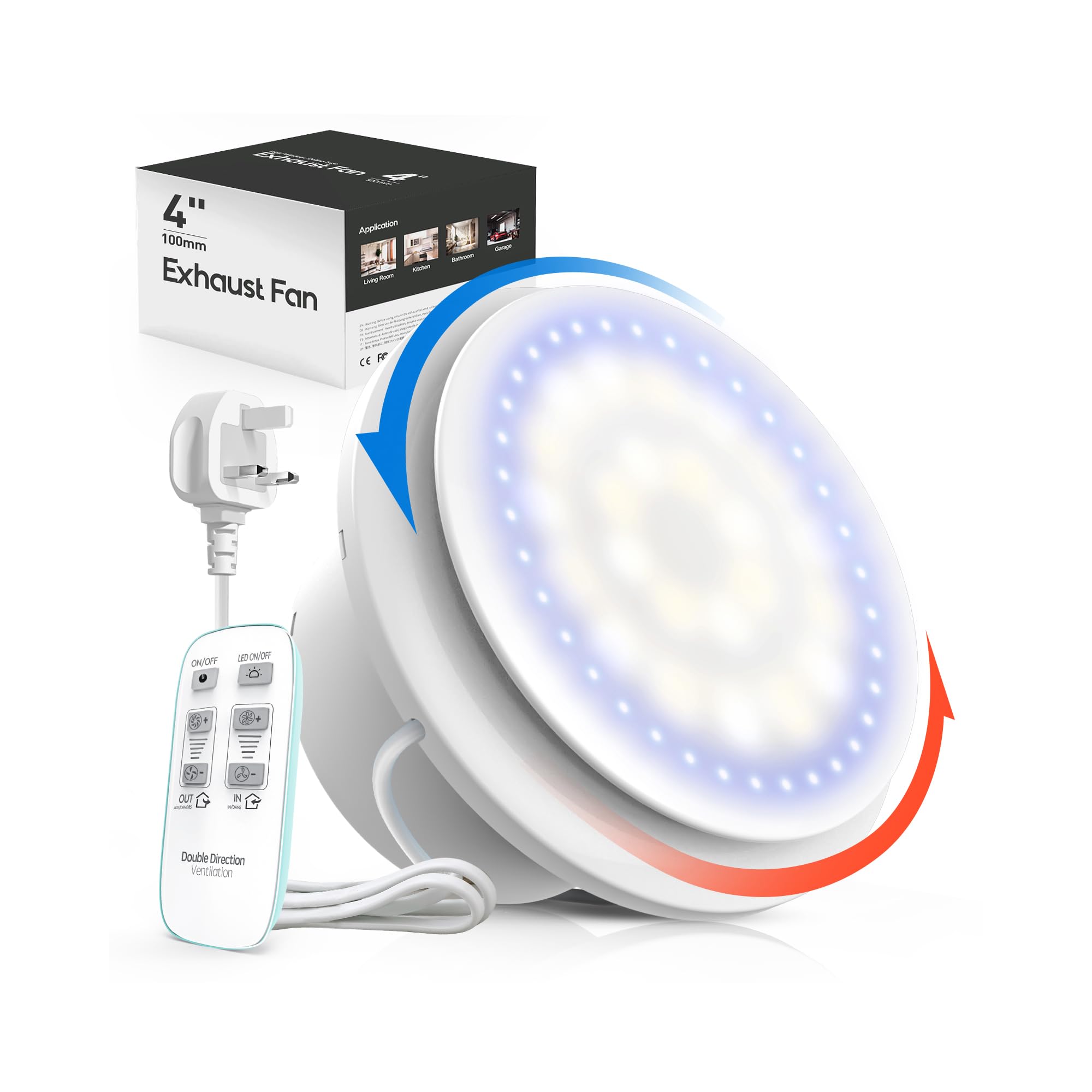 SBONNI Bathroom Extractor Fan with Remote Control, 11 Lighting Effects, 6 Speeds, 2-Way, Status Indicator, Smart Memory