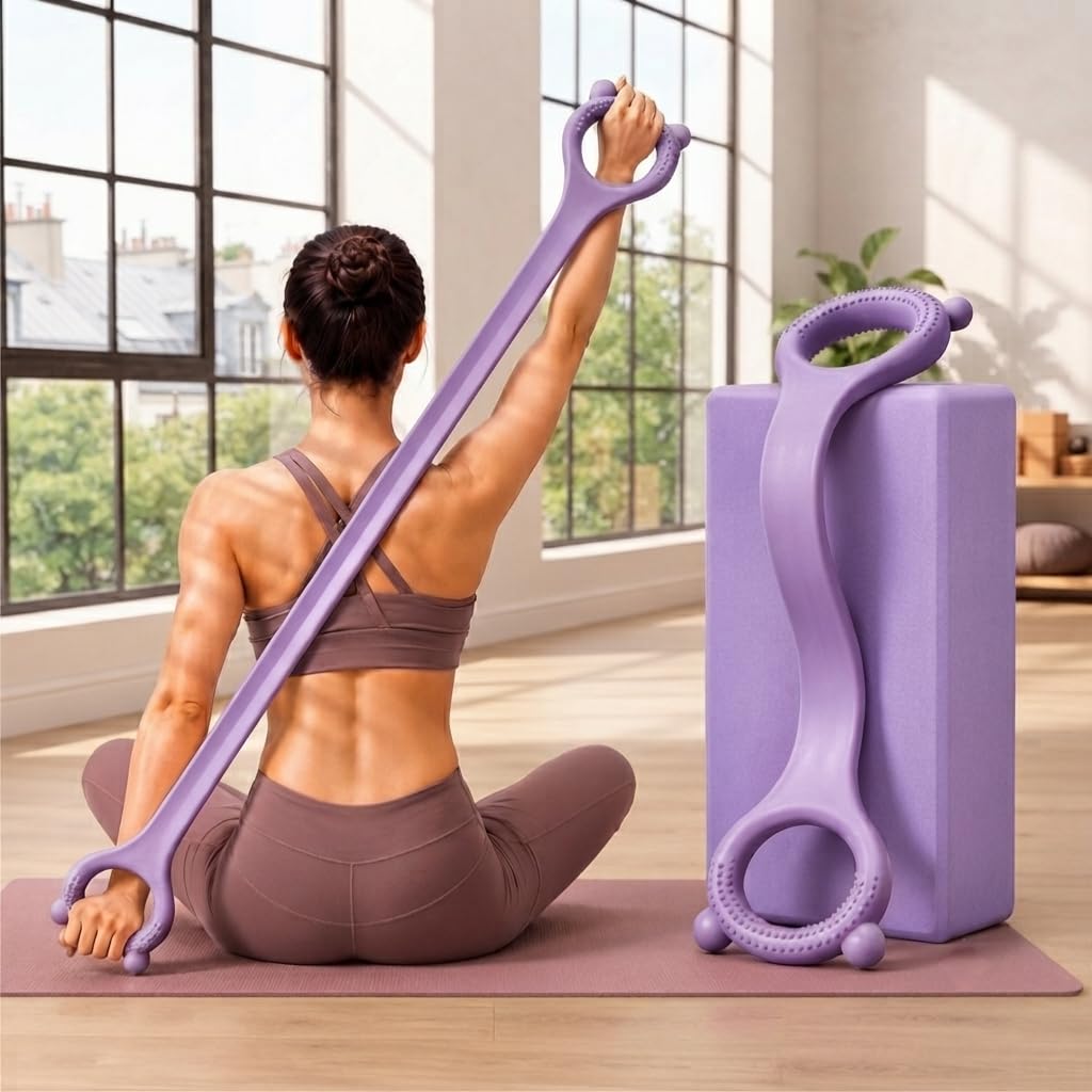 Figure 8 Resistance Band with Handles (20–25 lbs) – Silicone Exercise Band for Arm, Back, Chest & Shoulder Workout – Yoga, Pilates & Physical Therapy Stretching Band for Men & Women-image-20