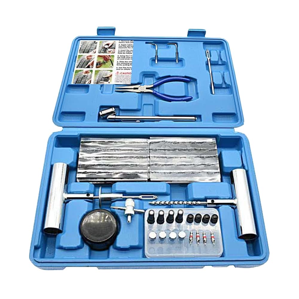 ETOPARS Kit Riparazione Pneumatici 67 Pezzi Strumenti di Riparazione Foratura Pneumatici Auto Kit Riparazione di Gomme Emergenza Tubeless Ripara Gomme di Forature Blu