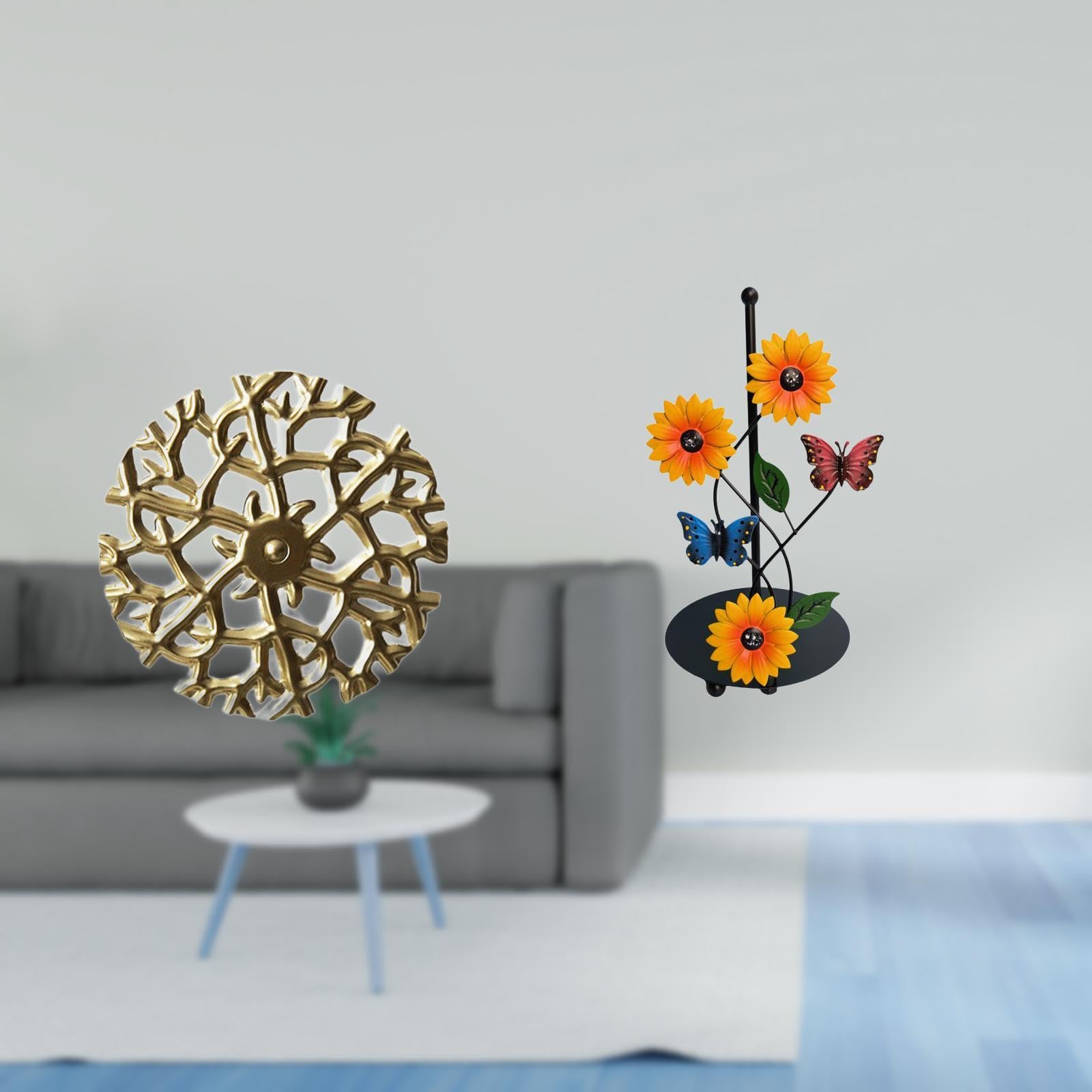Enakshi® Rustic Iron Sunflower Wall Art Sculpture with 3D Hanging Pendants and Vertical Tissue Holder for Office Living Room Home Decor|Home & Garden | Home Decor | Figurines-image-29