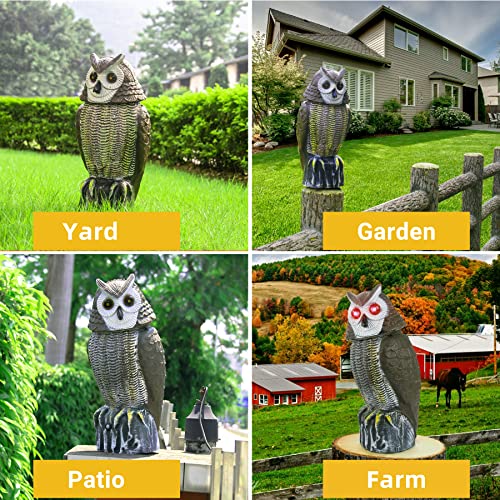 Solar Bird Repellent, Outdoor Owl Decoy Bird Repeller With Flashing Eyes & Realistic Sound & Rotating Head, Intelligent Animal Repeller Devices For Home, Garden, Patio #TOP6