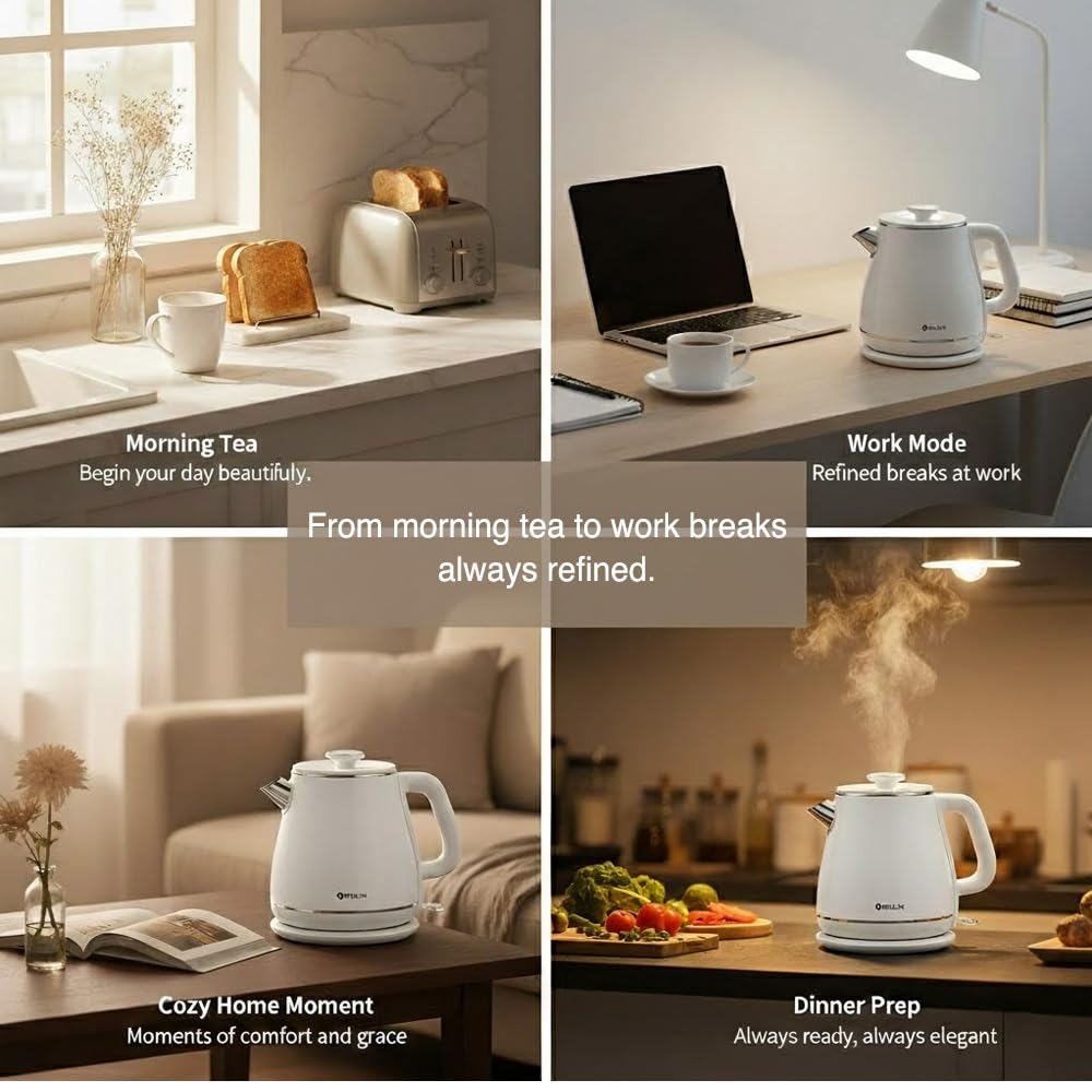 Hervidor eléctrico retro MULIN con base de 360°, capacidad de 1,8 L, 2200 W, función de cocción a presión, apagado automático, tetera, hervidor eléctrico