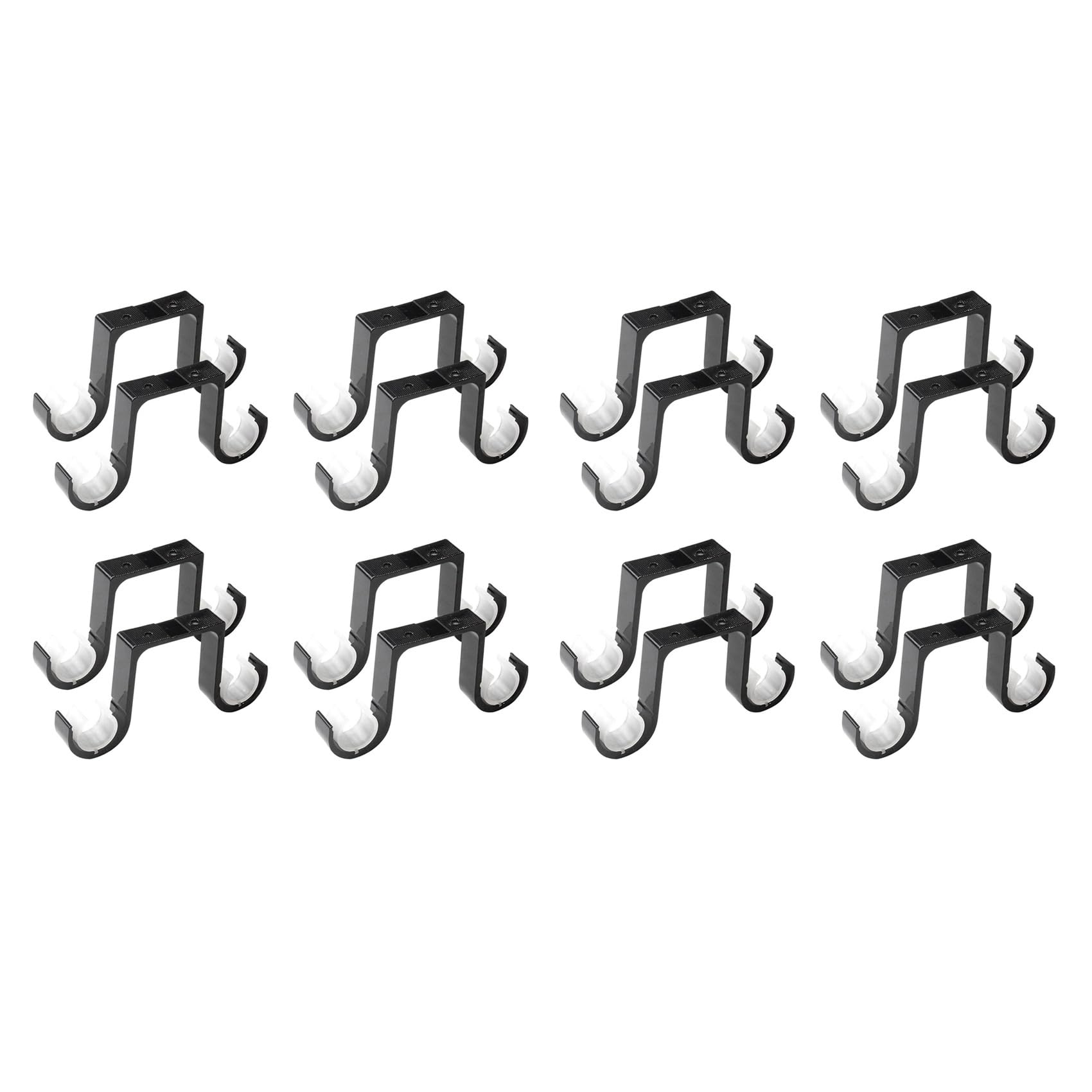 Hndhbfgrt 16Pcs Double Curtain Rod Brackets Ceiling Mount Supports Aluminum Alloy Black