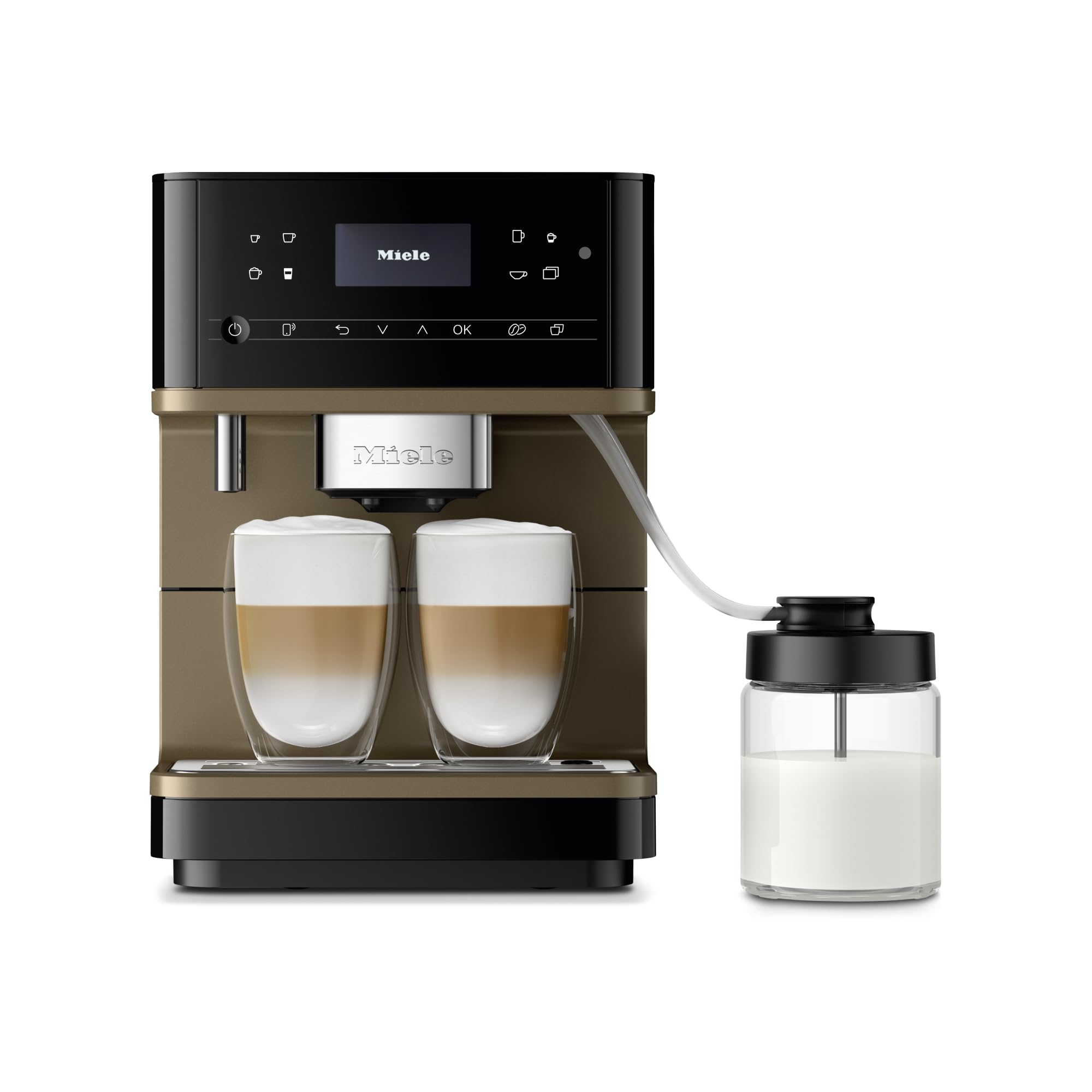 Miele CM 6360 MilkPerfection Automatic Coffee Machine - OneTouch for Two, AromaticSystem, 8 individual profiles, DoubleShot, WiFi-compatible, LED lighting, in Obsidian Black BronzePearl Finish