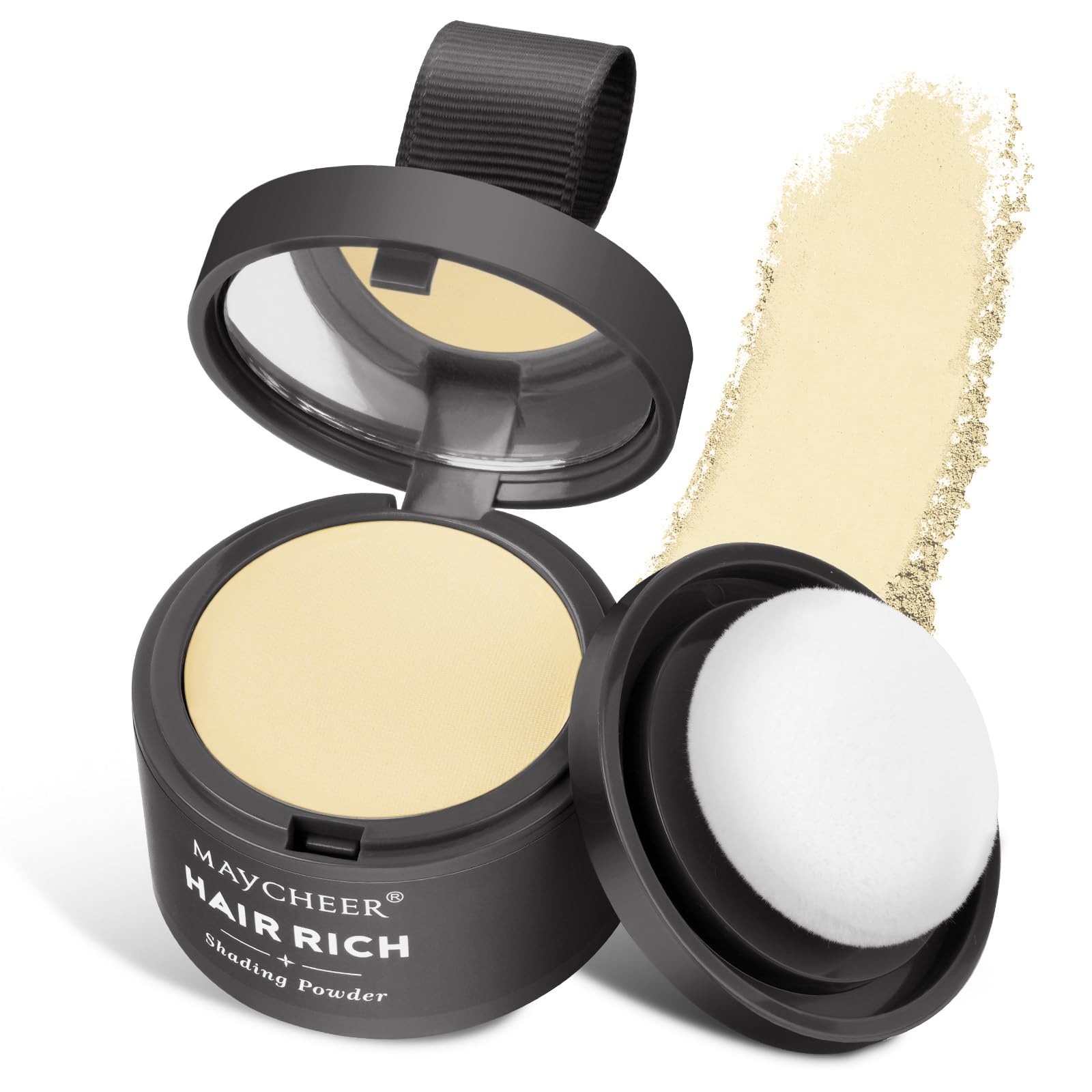 Instant Hair Root Touch Up Powder Concealer - Windproof & Sweatproof, Professional Hairline Shadow Powder with Mirror and Puff (Beige)