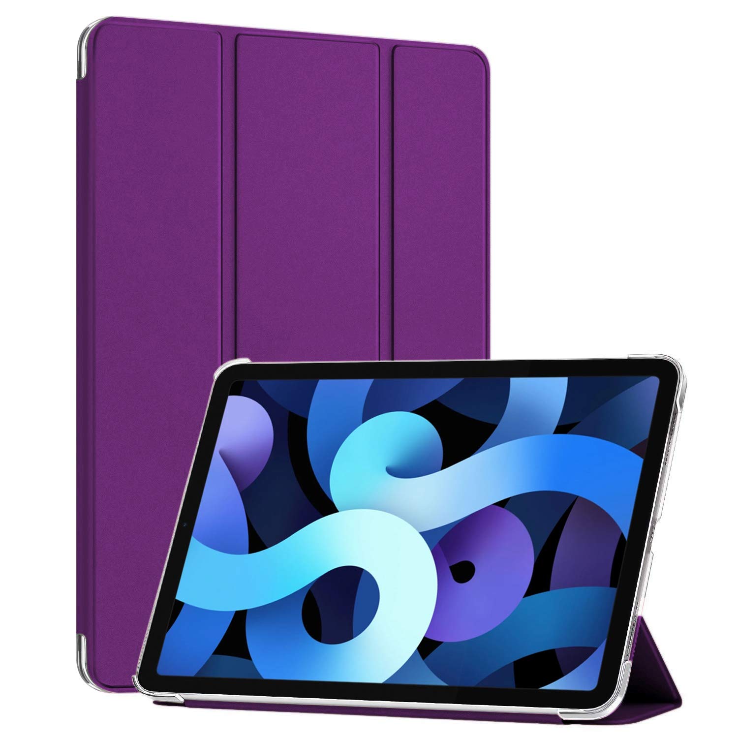 Microsonic Apple iPad Air 5.Nesil 2022 için Kılıf (A2588-A2589-A2591) Slim Translucent Back Smart Cover Mor [iPad Air 5 2022 ile Uyumlu Kılıf - Mor]
