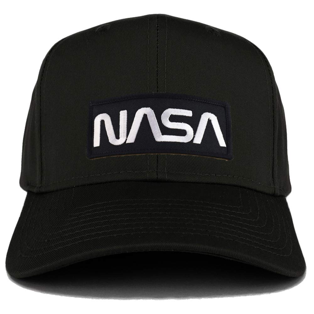 ArmycrewNASA Black White Worm Structured High Profile Baseball Cap, Black, One Size