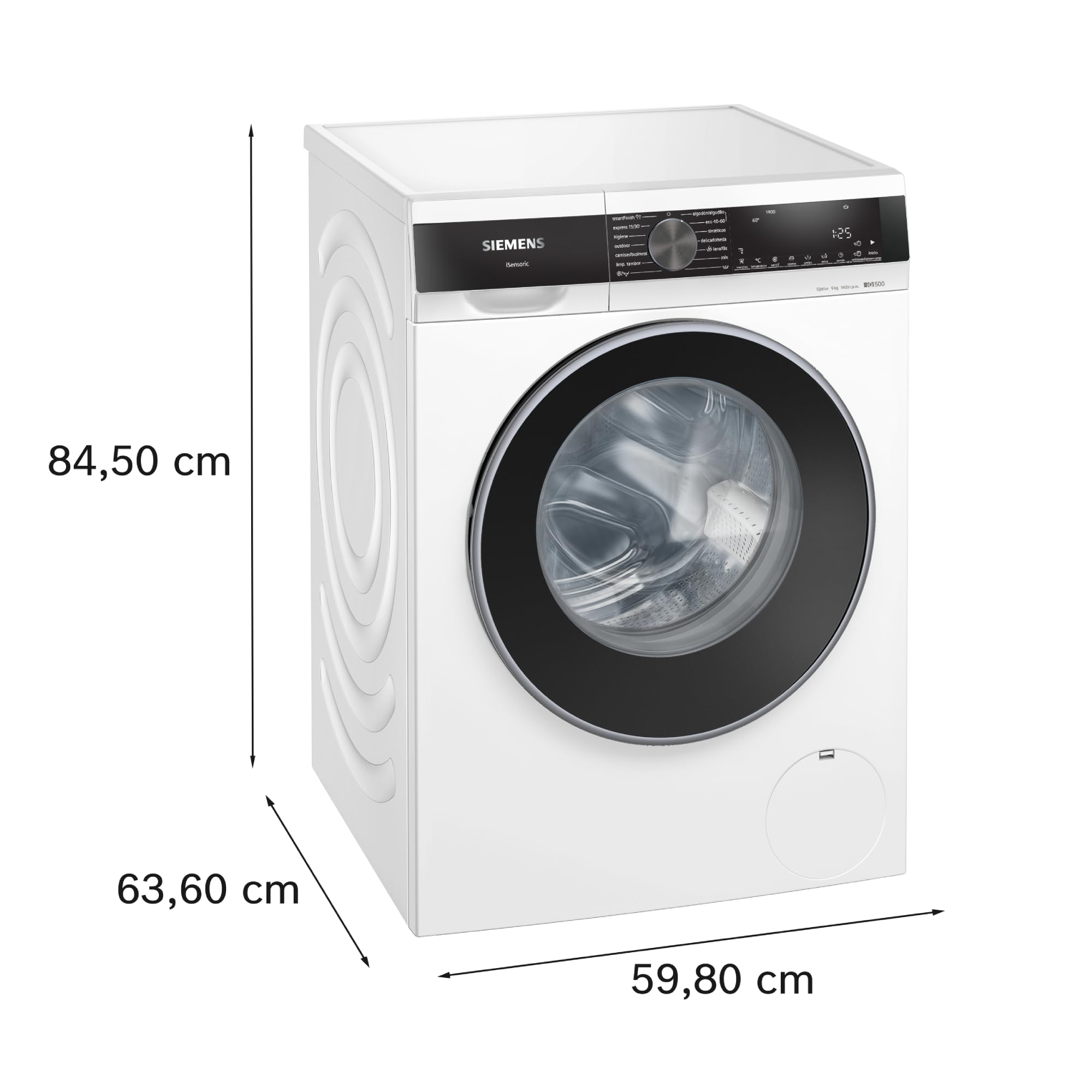 Siemens - Lavadora de carga frontal, 9 kg, 1400 r.p.m, antiManchas, Motor iQdrive, Blanco, WG44G2ZAES