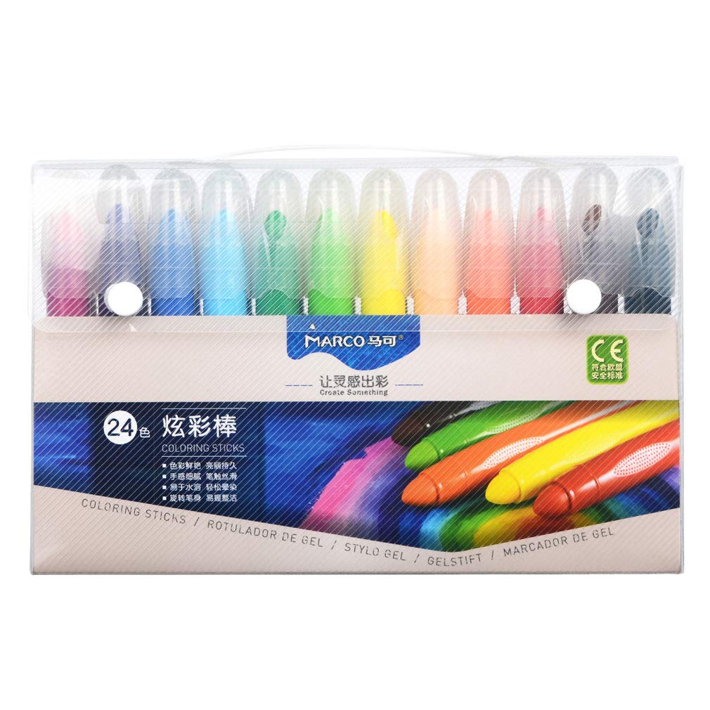 Painting Crayons Rotatable and Washable Plastic Rod Oil Pastel Student Colorful Stick 24 Colors
