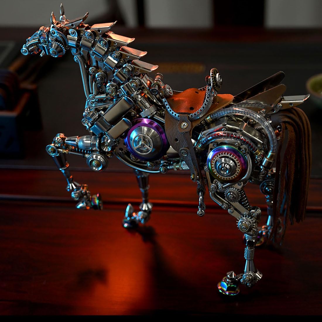 Metalowe puzzle 3D dla dorosłych, steampunk, metalowe, mechaniczne koń, zestaw do budowy z ruchomymi przegubami, mechaniczne puzzle 3D, rzeźba konia, dekoracja i prezenty, 1500 elementów