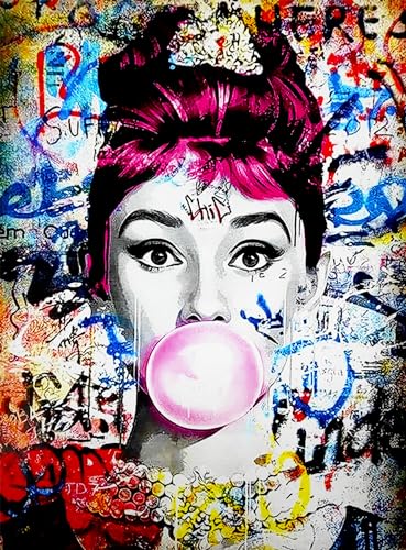 KUSTOM ART Audrey Hepburn Poster mural décoratif version Pop Art Impression artistique sur papier...
