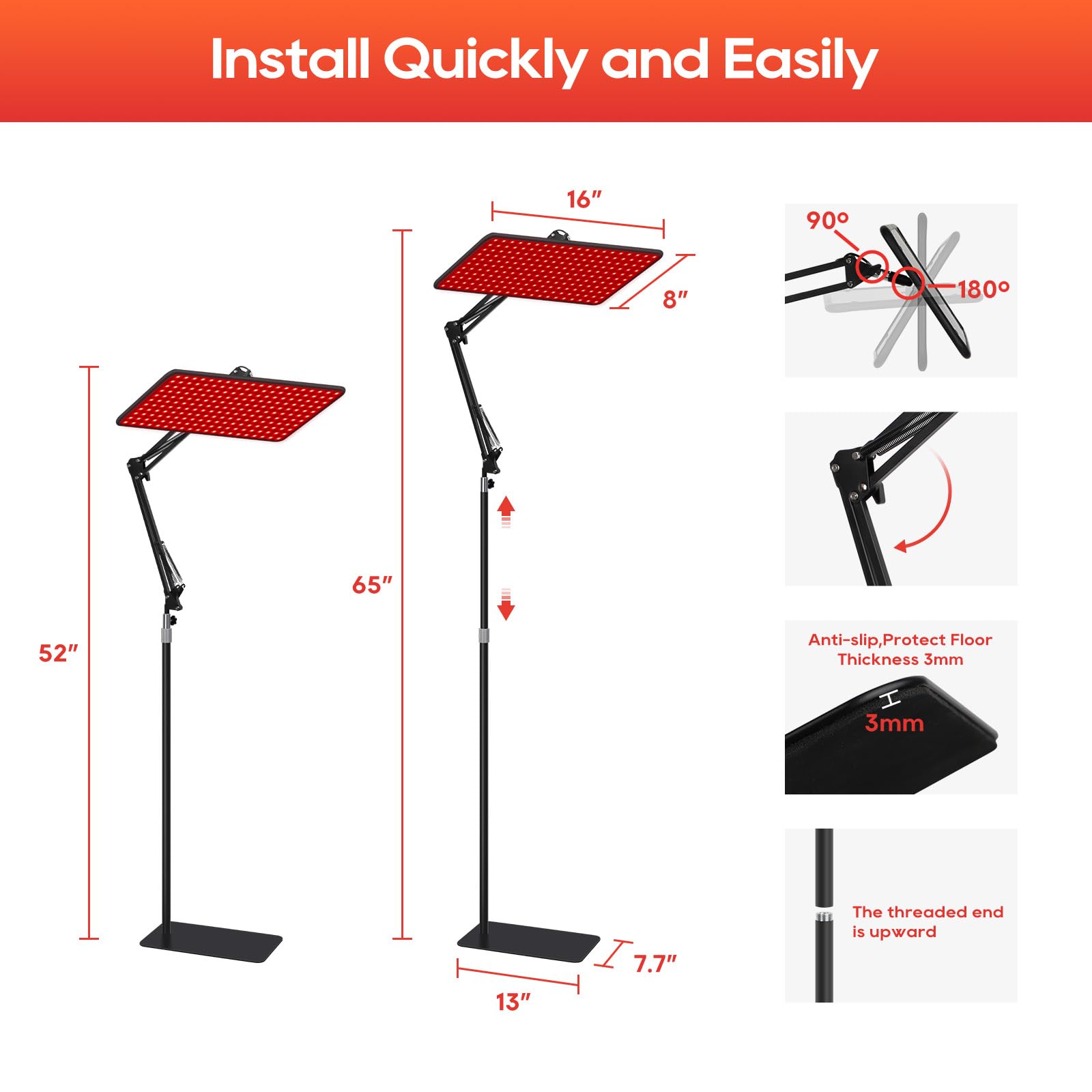 Red Light Therapy for Body and Face, 660nm 850nm 940nm Infrared Redlight-Therapy Lamp Device with Large Panel and Stable Stand at Home, Idea Gift for Women Wife Mom Sister Girlfriend