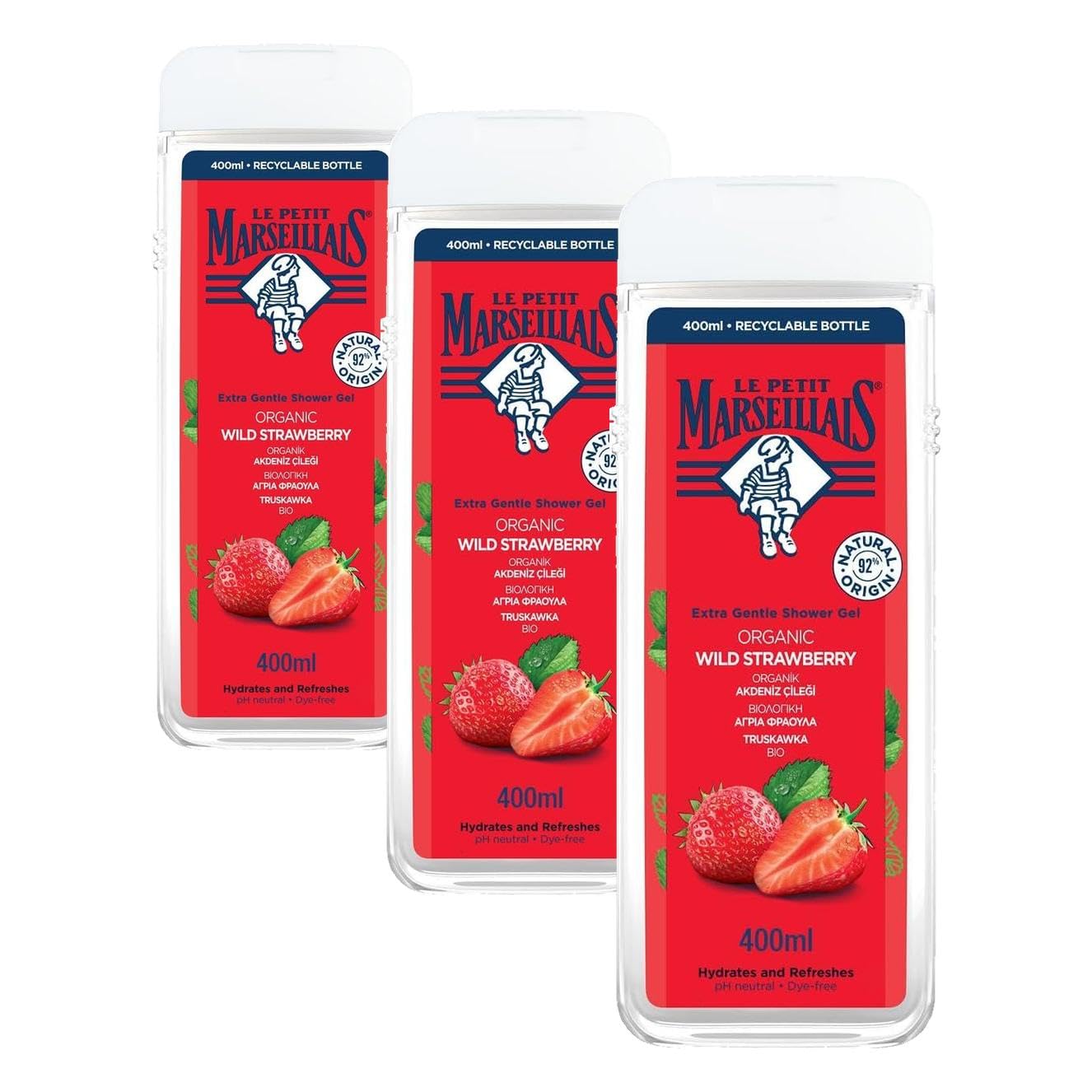 Le Petit Marseillais LPM Duş Jeli Akdeniz Çileği 400 ml 1+1 Set (3 paketi)