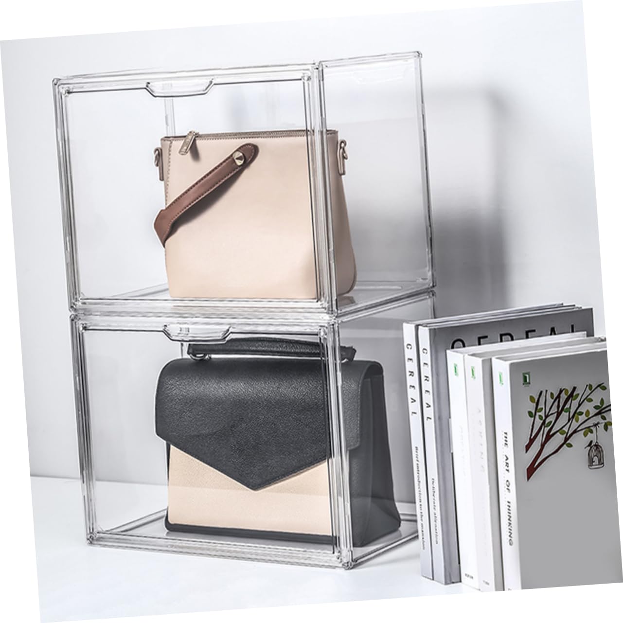 STOBAZA Vitrina para Zapatos Grande Caja de Exhibición Transparente Plástico Resistente Tapa para y Colecciones de Figuras Almacenamiento Organizado Hogar
