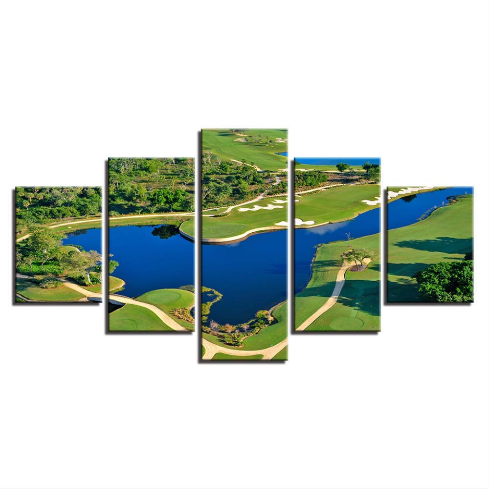Toile art photo maison grand format 5 pièces | Tableau paysage lac pour salon et chambre