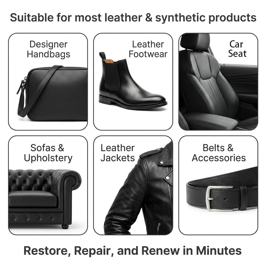 Cuero Liquido Reparador Negro Kit Reparador de Cuero para Asientos de Coche, Sofás, Zapatos y Chaquetas, Tinte Reparador Cuero Sintético y Vinilo