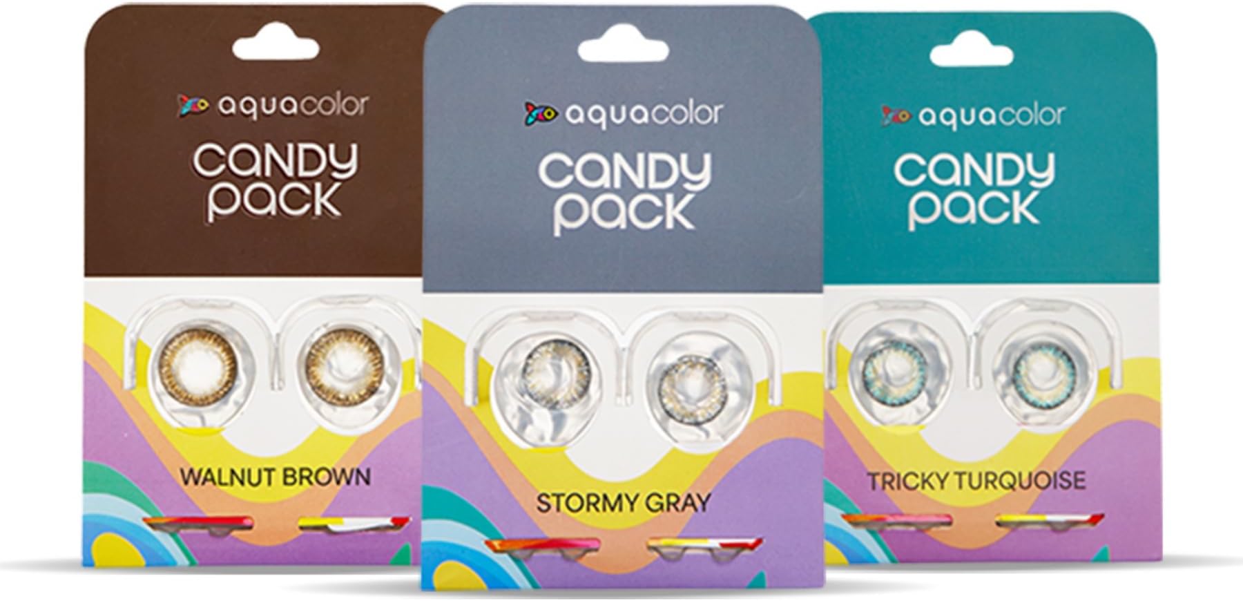 AQUALENS CONTACT LENSES Aquacolor Contact Lens Pack Of 3 (Stormy Gray, Tricky Turquoise & Walnut Brown)