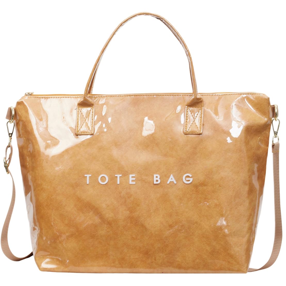 PVC Tote Bag Gifts for Women Large Tote Purse Kraft Paper Letter Print Hobo Handbags for Work Beach Shopping Travel