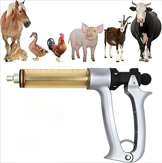 5 Gears Adjustable Luer Lock Poultry Vaccine Syringe, 50ML Continuous Repeating for Chickens, Ducks, Goose, Pig Bull Sheep, Large And Small Animals