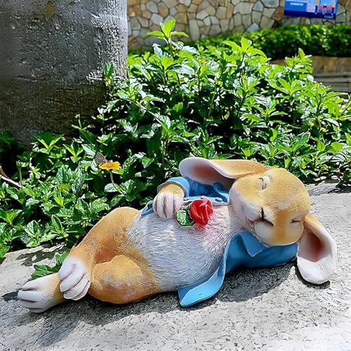Figurine lapin couché en résine de 30 cm au design sculptural soigné - 3
