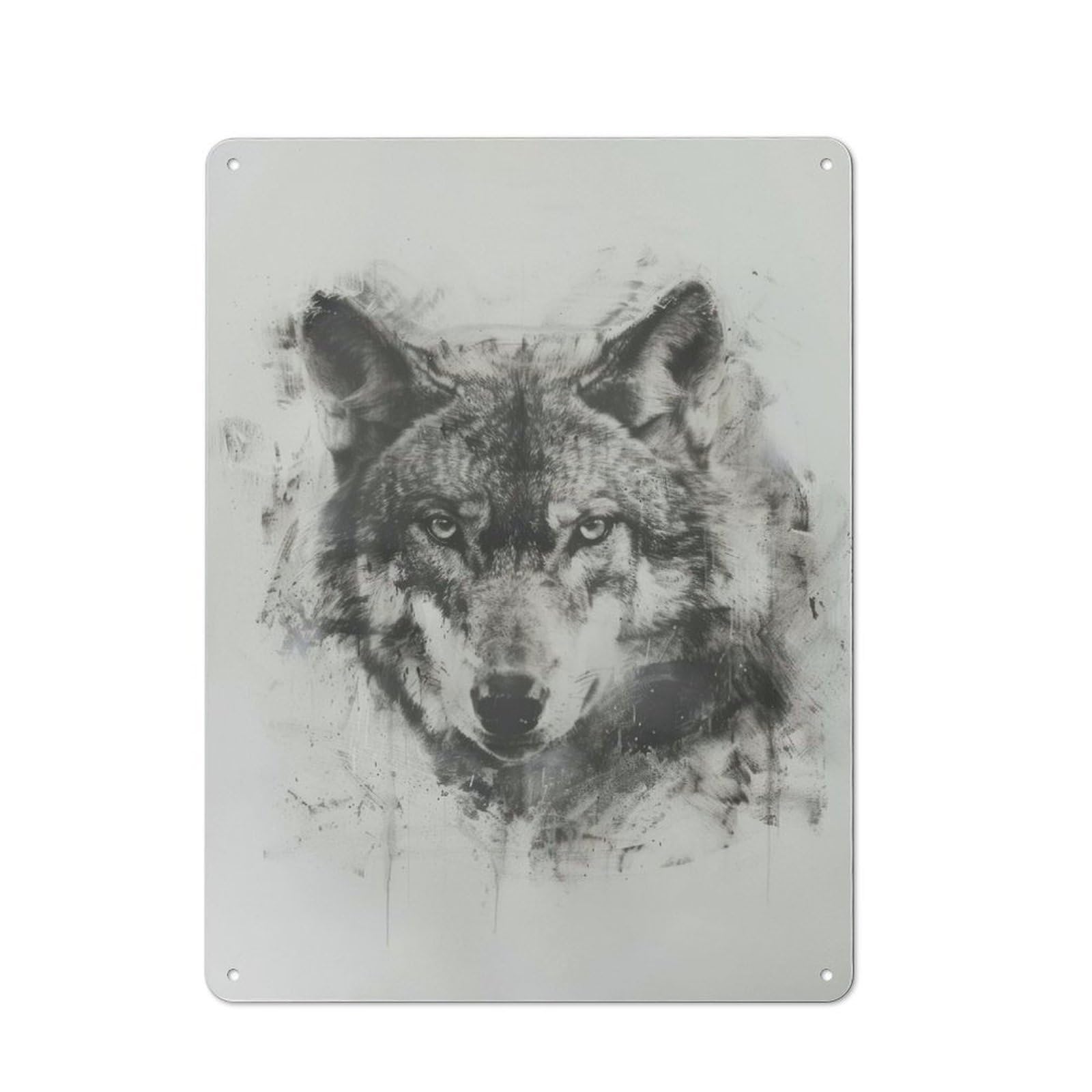 Junmoney Wolf In Charcoal Vintage Tin Sign 40X30cm Featuring For Café Or Home Bar, A Metal Wall Feature For Cafés And Home Bars