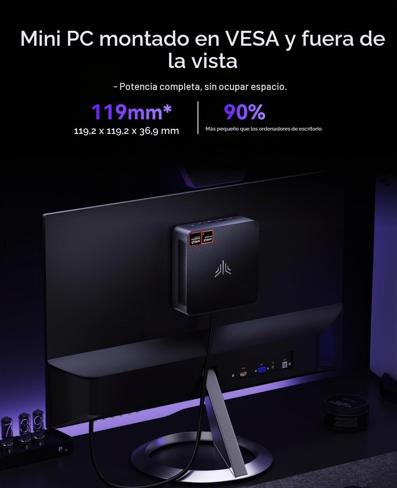 NiPoGi AM21 Mini PC Ryzen 7 8745HS(8C/16T, MAX 4,9 GHz),16GB DDR5 5600MHz 512GB NVMe SSD(MAX 4 TB),4K Quad Affichage(HDMI 2.1/DP 1.4/USB4) WiFi 6,BT 5.2,Double LAN,Ordinateur de Bureau