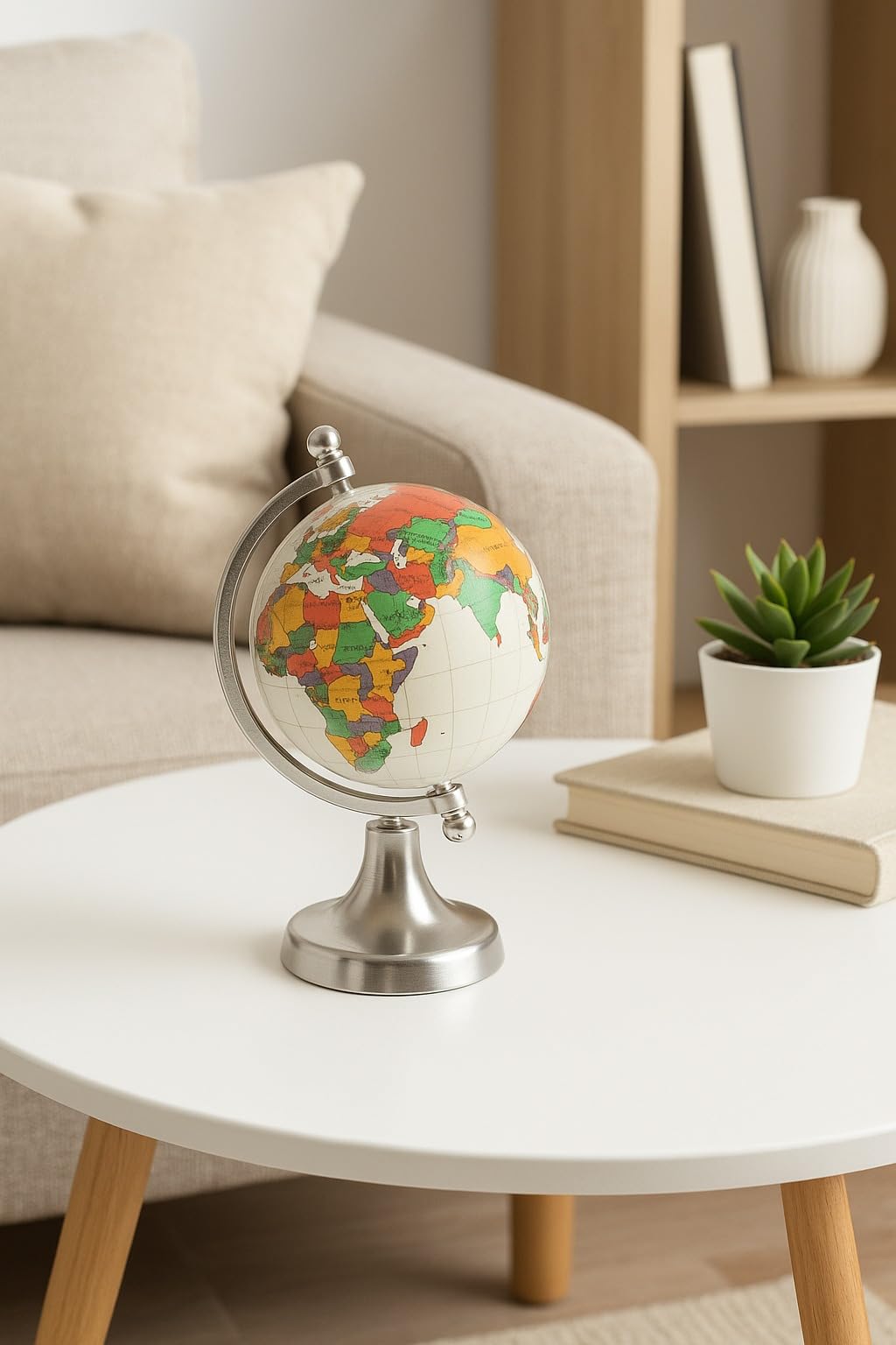 ThincAmaxe Luxury Crystal Mini Globee with Silver Stand– Elegant World Globe for Desk or Office Décor, Modern Decorative Glass Globe with Etched Continents (Colourful Globe, Mini) - Image 3 thumbnail