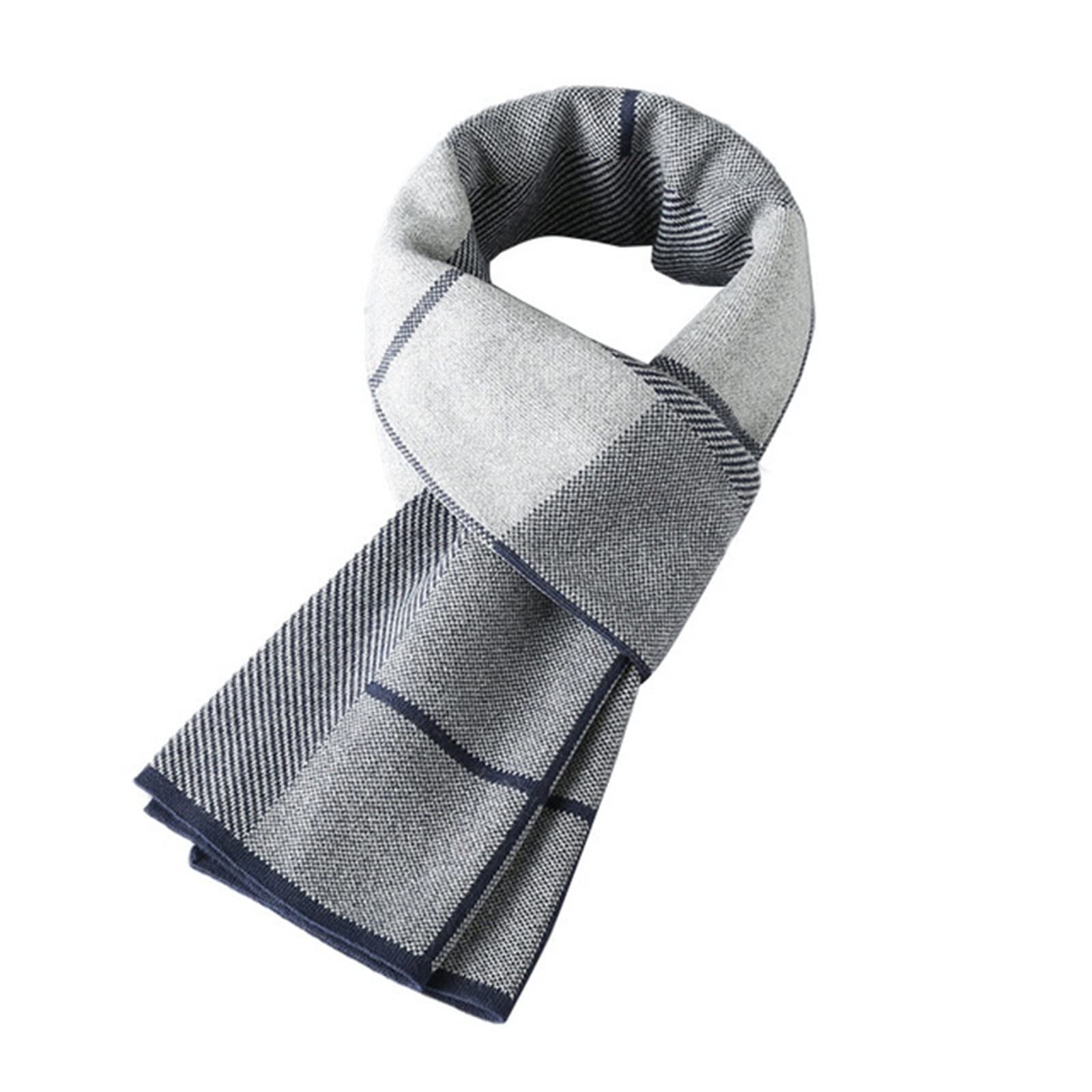 Bufanda Blanda para Hombres Bufanda de Punto Suave y cálida de Terciopelo de algodón a Cuadros de Invierno for Hombre(Gray Blue)